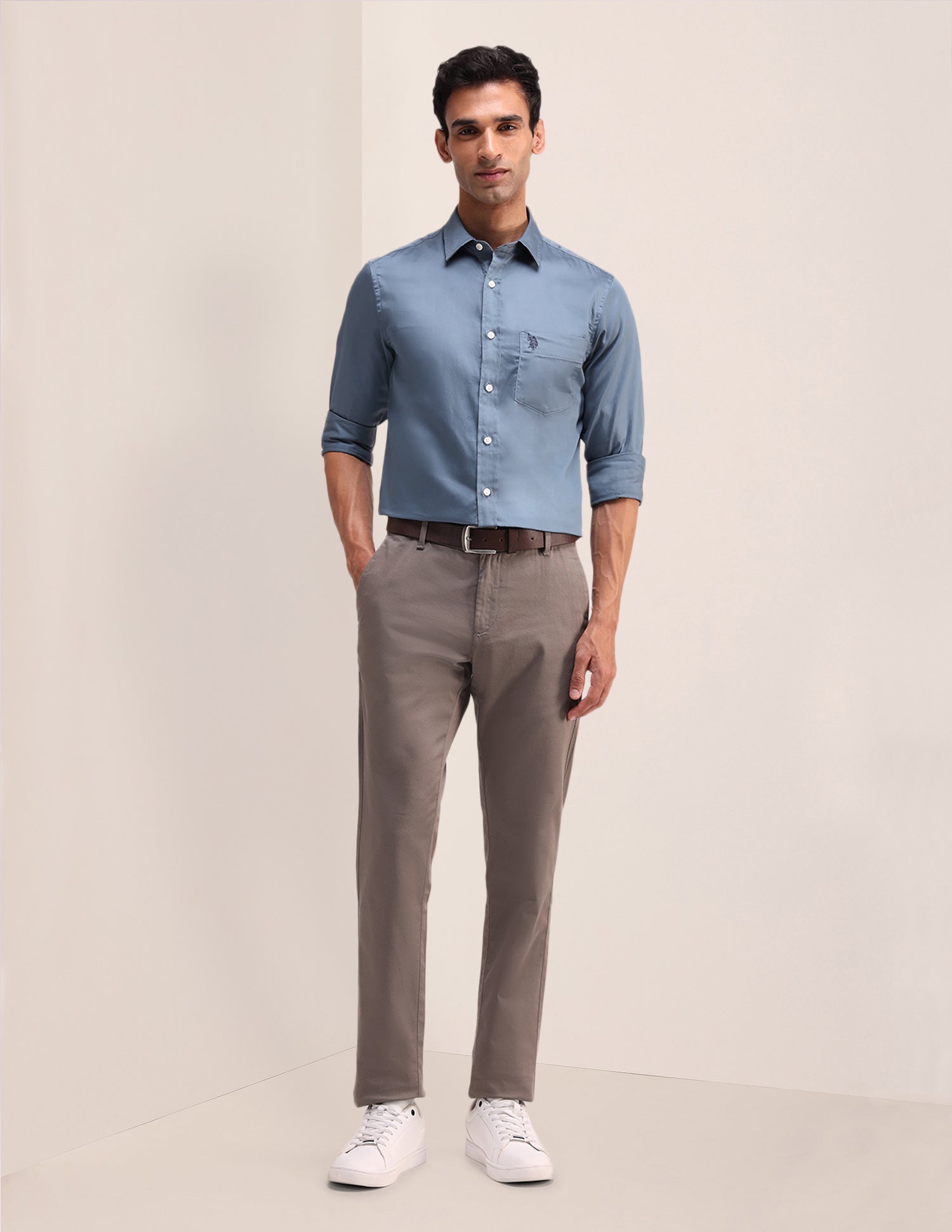 Tailored Fit Satin Shirt Grey - U.S. Polo Assn. India | Large