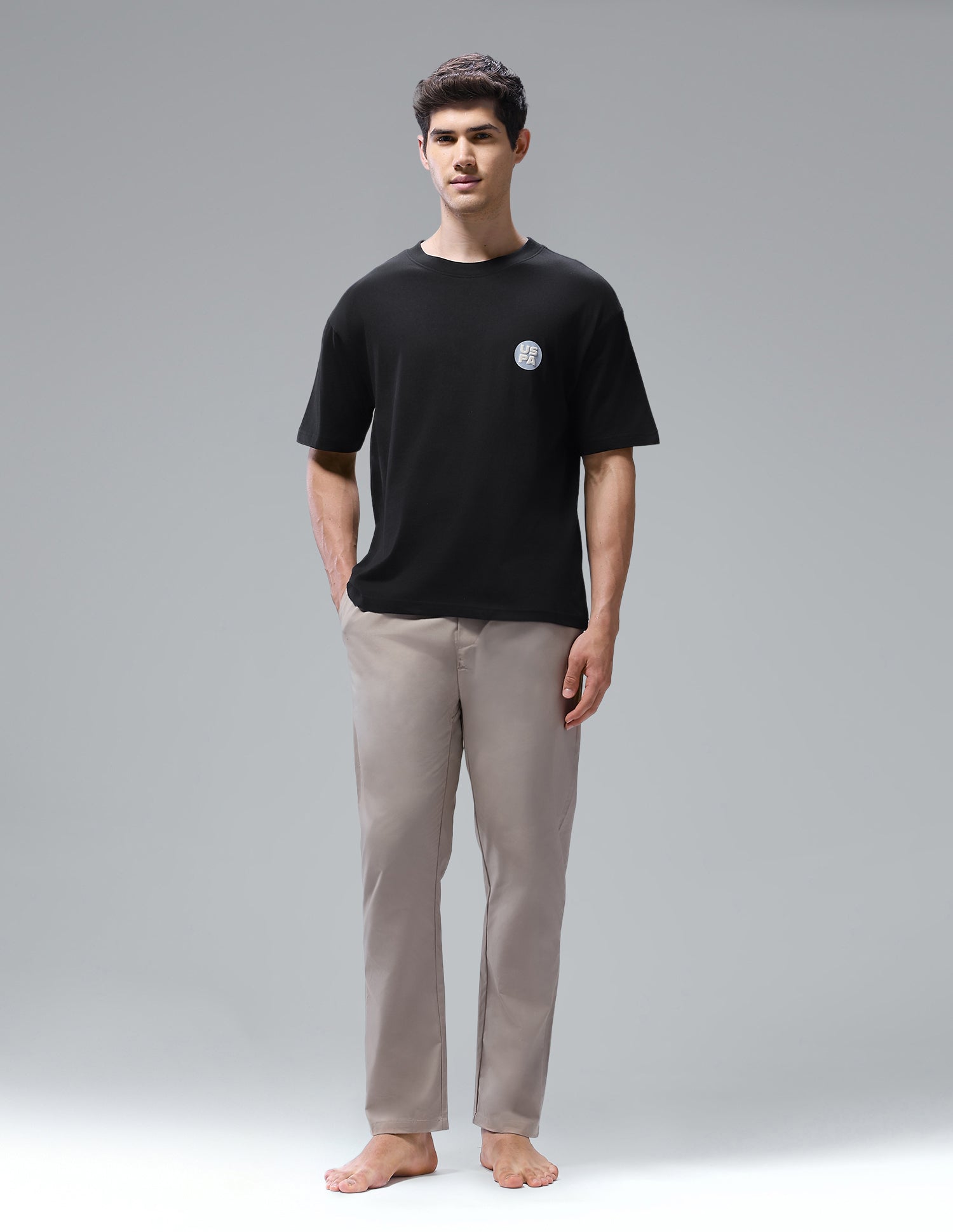 Graphic Printed Oversized Fit Loungewear T-Shirt Black - U.S. Polo Assn. India | Large