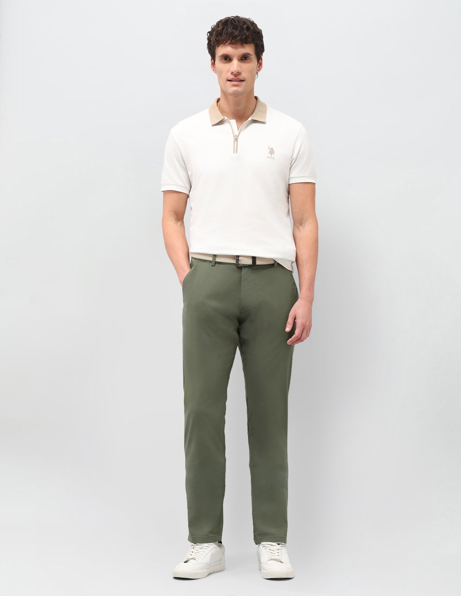 Satin Denver Slim Fit Trousers Olive - U.S. Polo Assn. India | Large