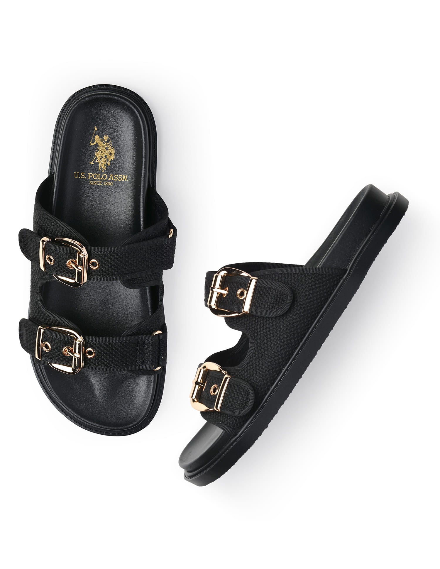 Marcella Black Lightweight Footbed Flats Black - U.S. Polo Assn. India | Large
