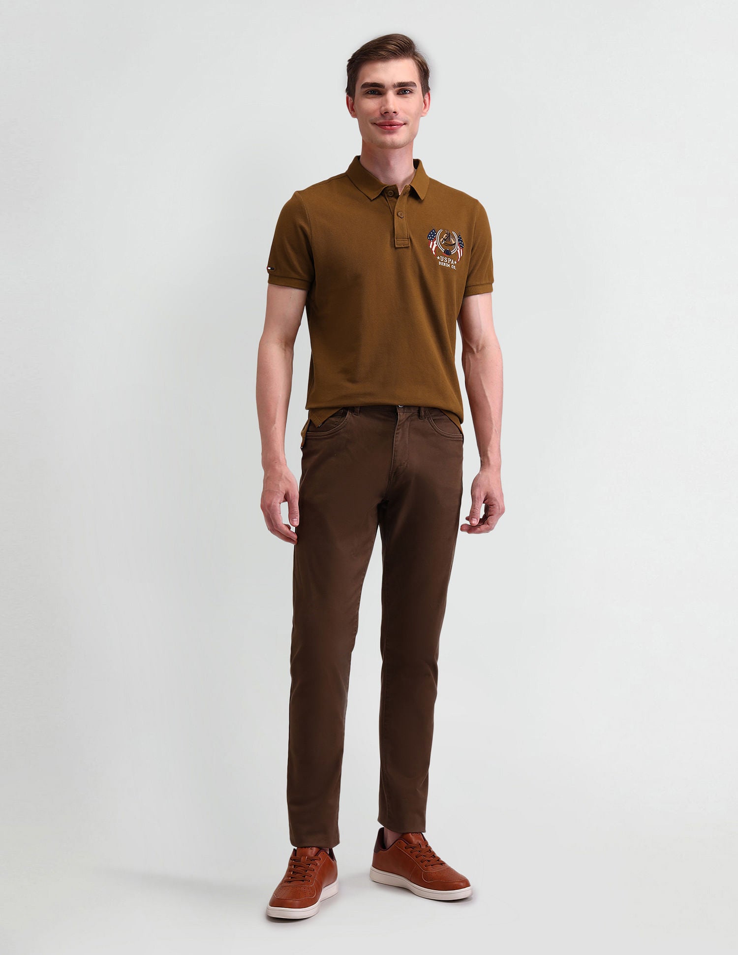 Solid Muscle Fit Polo Shirt Me. Brown - U.S. POLO ASSN. | Large