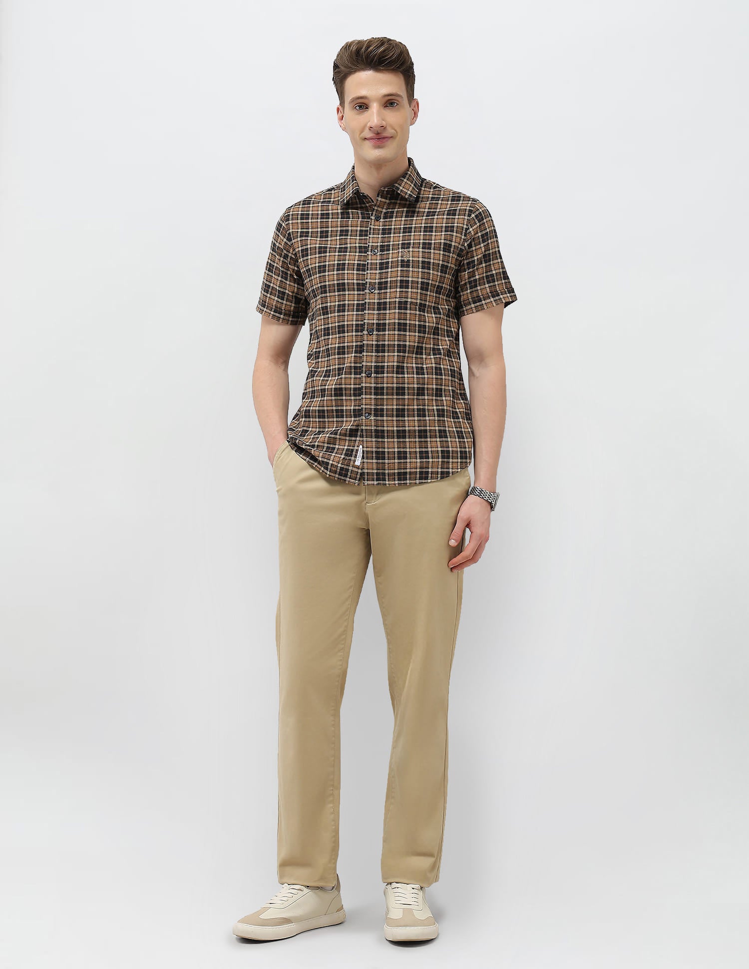 Plaid Checked Elevnado Regular Fit Shirt Brown - U.S. Polo Assn. India | Large