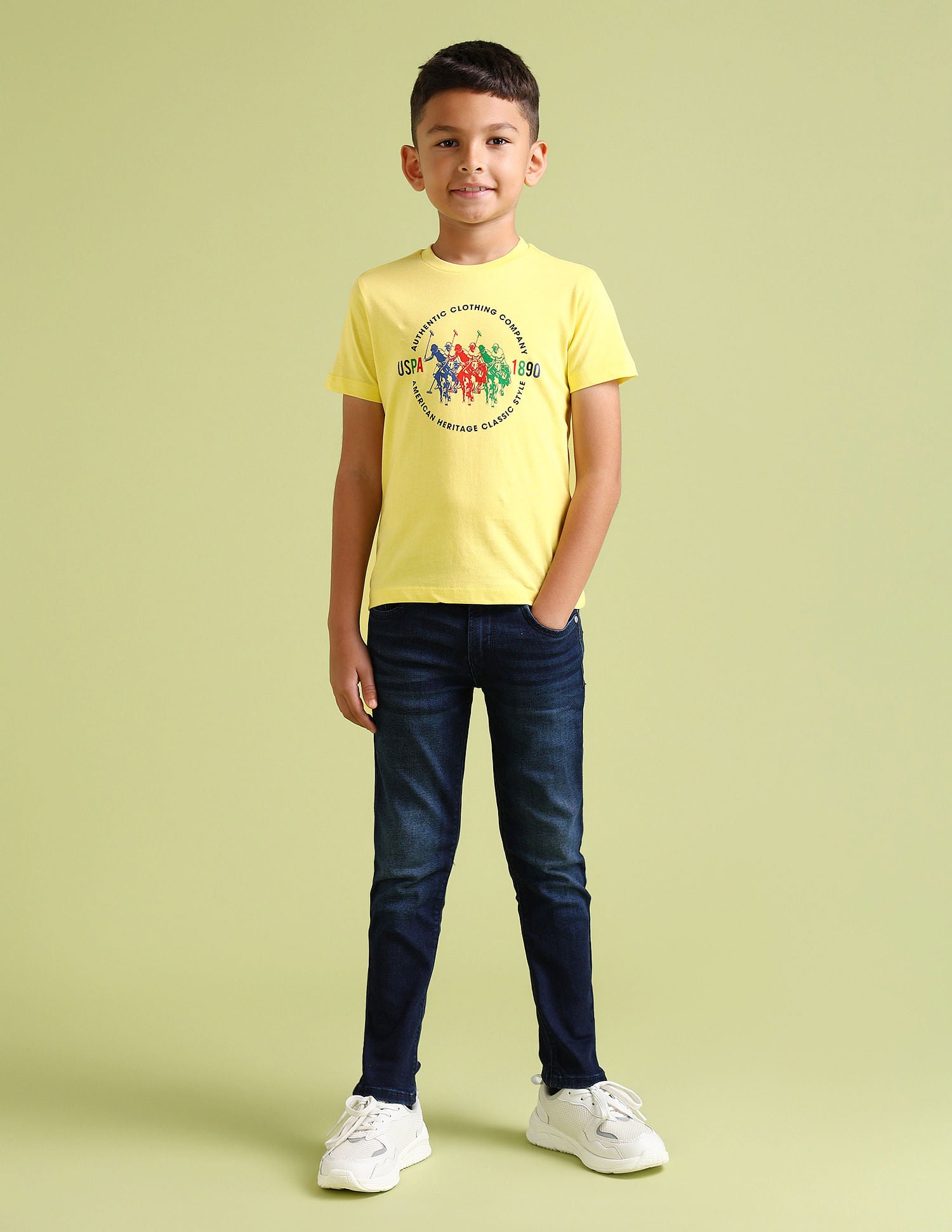 Boys Pure Cotton Regular T-shirt Yellow - U.S. Polo Assn. India | Large