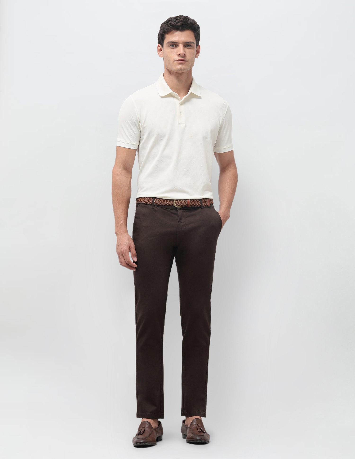 Denver Slim Fit Mid Rise Trousers Choco - U.S. Polo Assn. India | Large