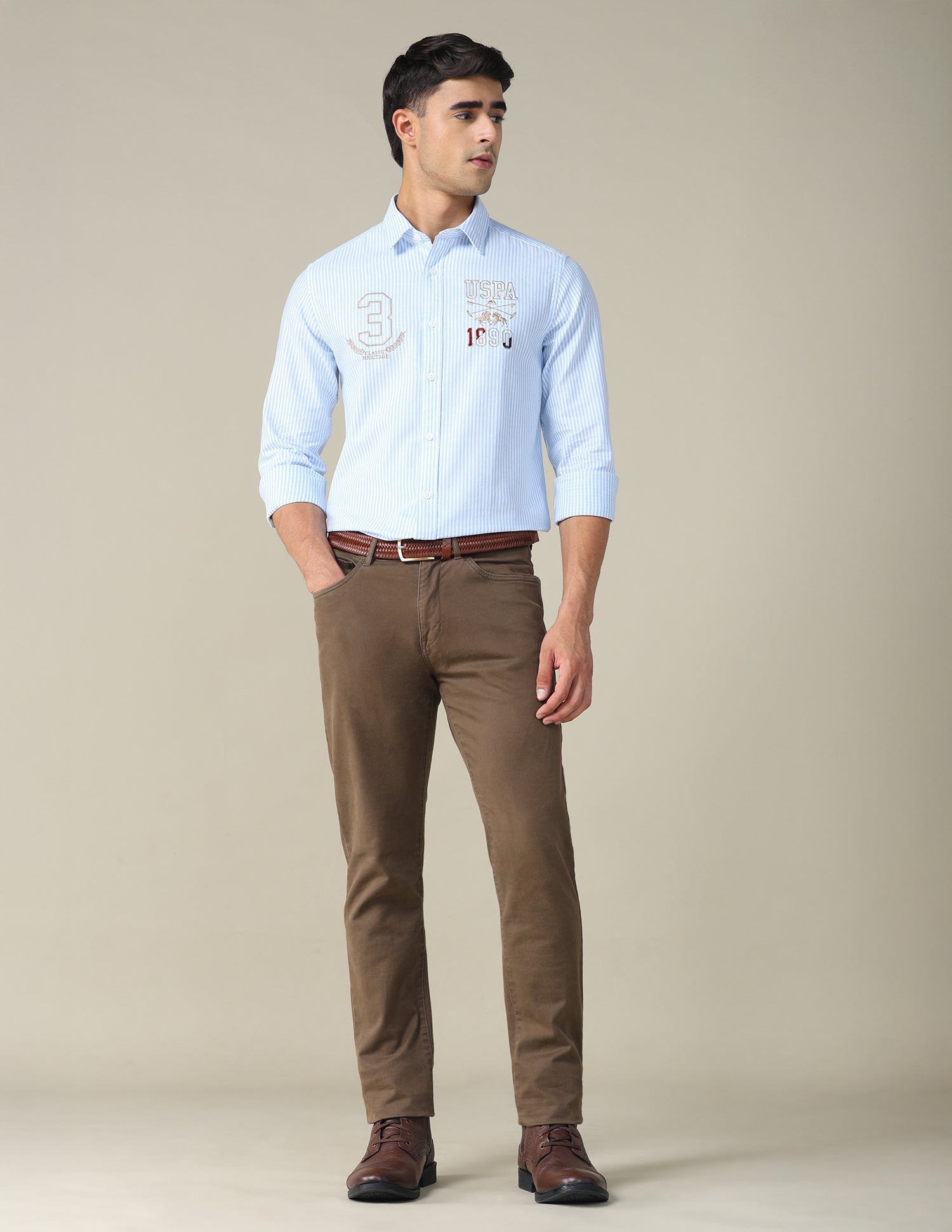 Oxford Vertical Striped Shirt Blue - U.S. POLO ASSN. | Large