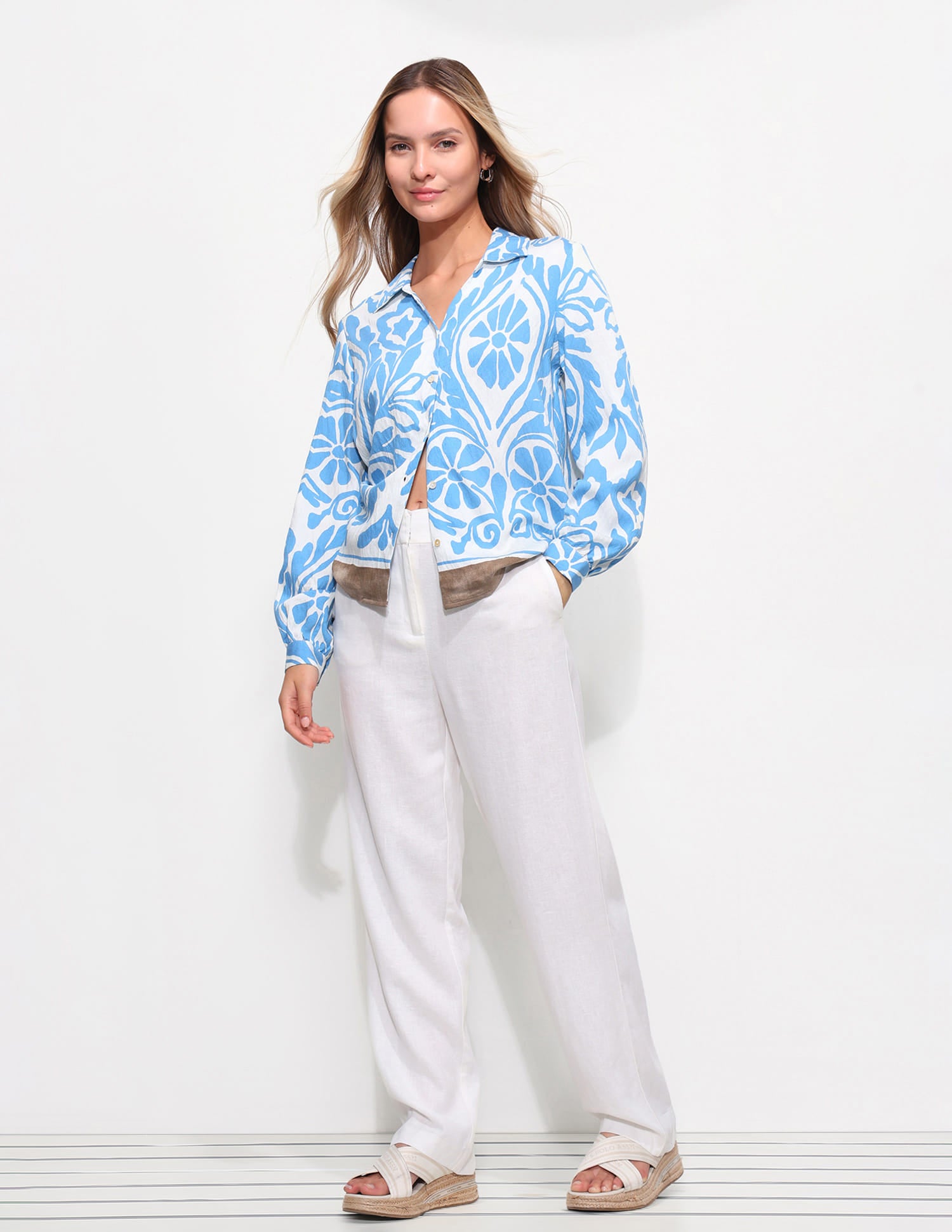 Floral Printed Regular Fit Shirt Blue - U.S. Polo Assn. India | Large