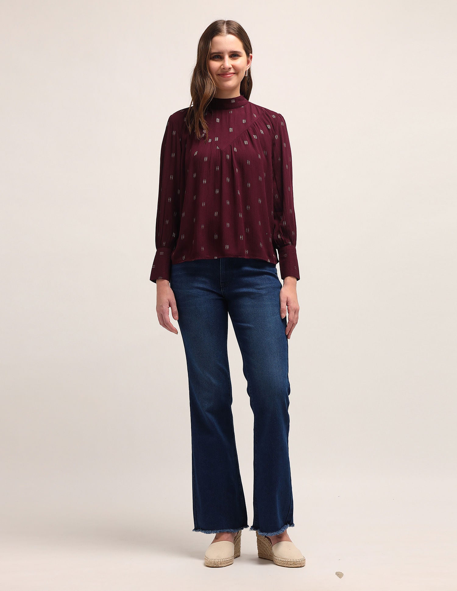 Patterned Weave Regular Fit Top Wine - U.S. POLO ASSN. | Large