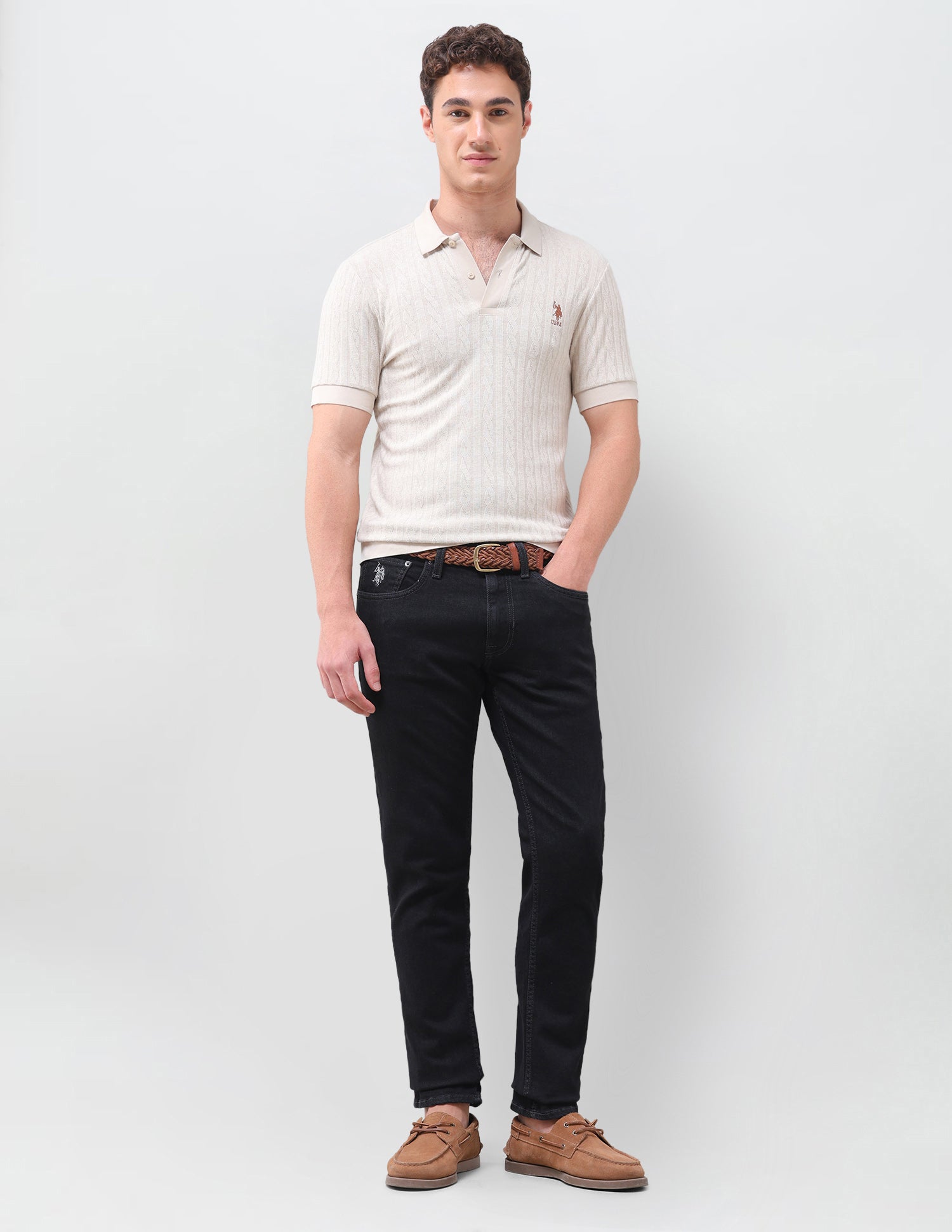Brandon Slim-Tapered Fit Black Jeans Black - U.S. Polo Assn. India | Large