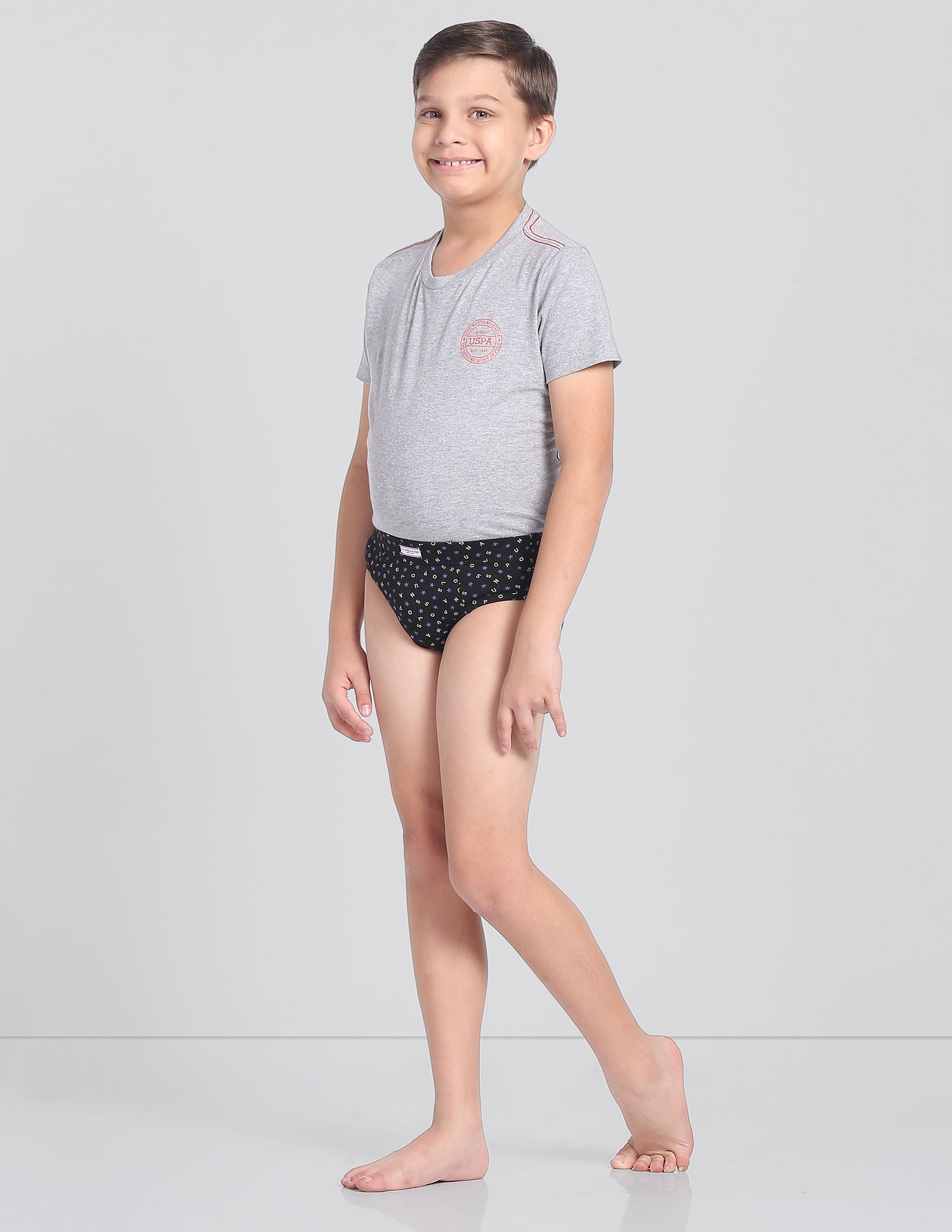 Mid Rise Cotton Spandex OKB01 Briefs - Pack Of 3 Blue, Black and Grey - U.S. POLO ASSN. | Large