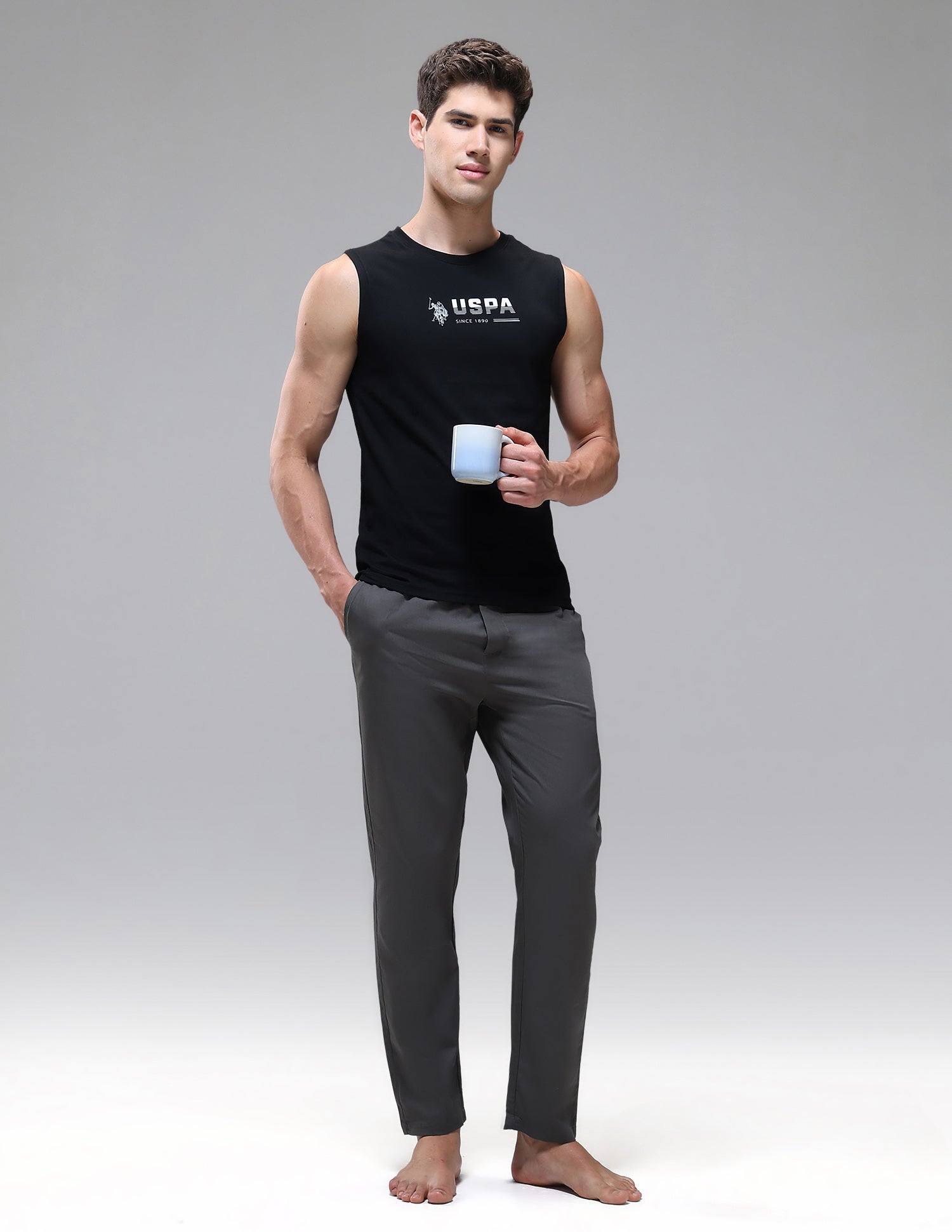 Solid Cotton OEV06 Vest - Pack Of 1 Black - U.S. Polo Assn. India | Large
