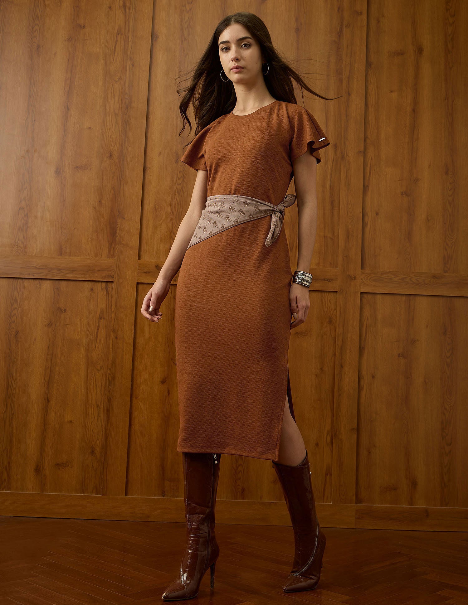 Textured Sheath Dress Rust - U.S. POLO ASSN. | Large