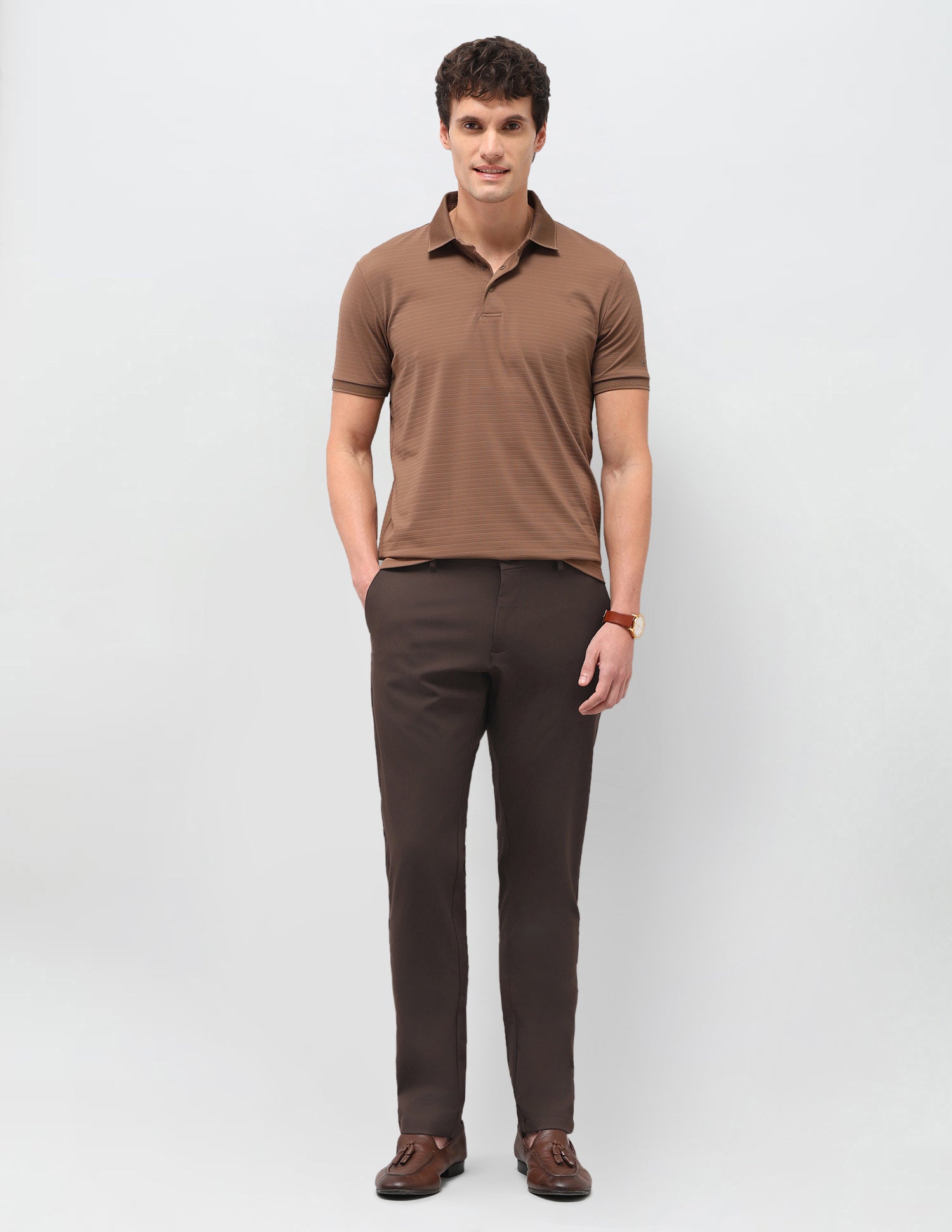 Knitted Denver Slim Fit Trousers Brown - U.S. Polo Assn. India | Large