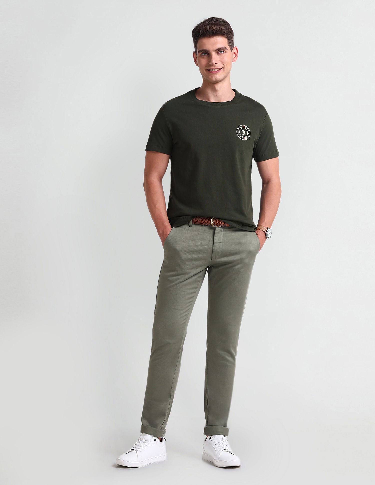 Muscle Fit Cotton T-Shirt Olive - U.S. POLO ASSN. | Large