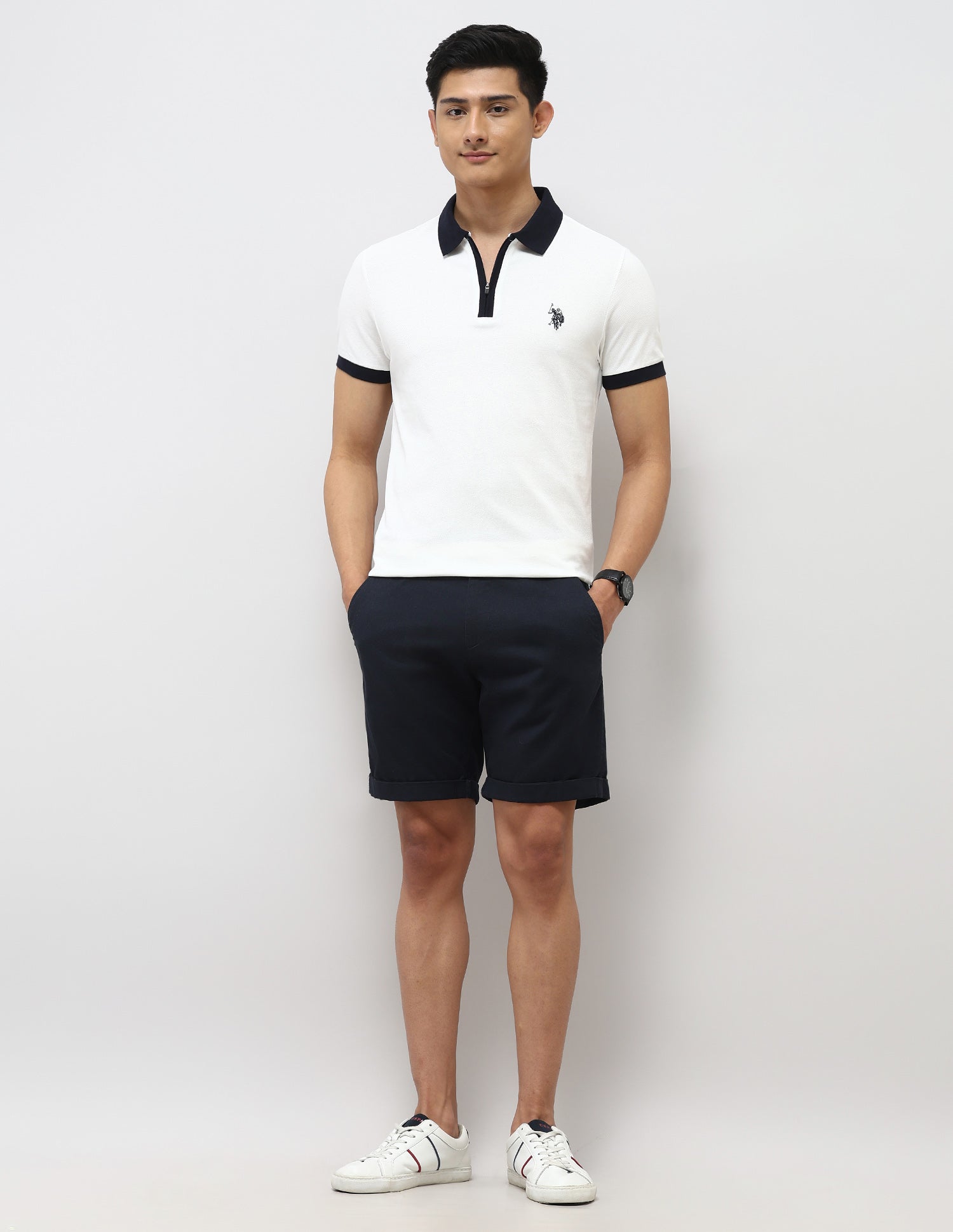 Pure Cotton Muscle Fit Polo Shirt Ivory - U.S. Polo Assn. India | Large
