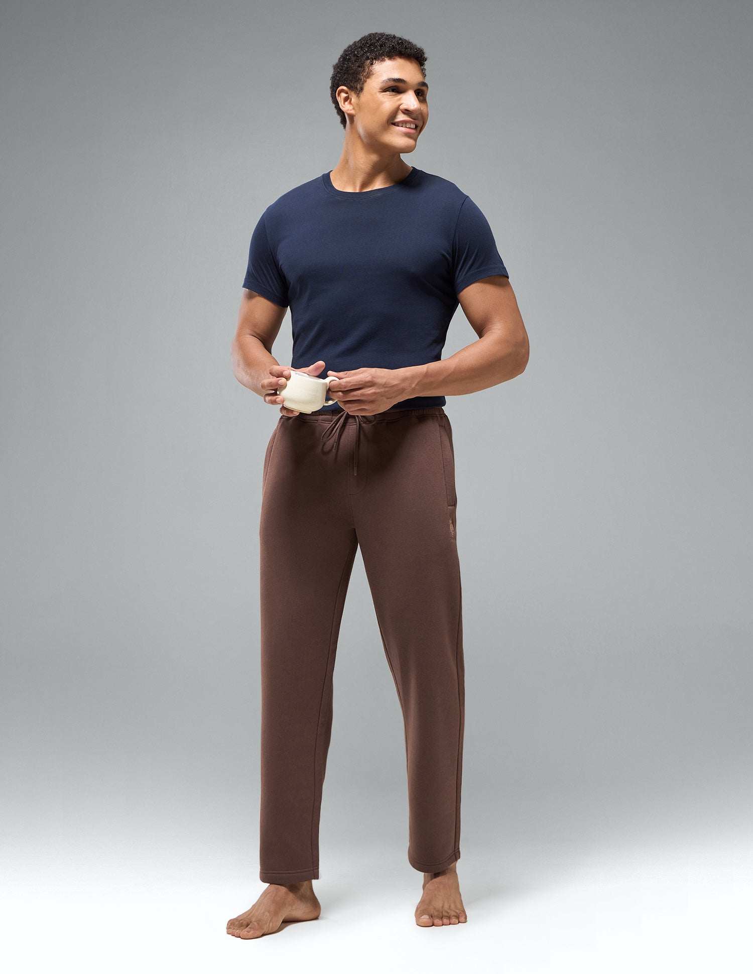 Cotton Fleece Relaxed Fit LR007 Track Pants Dark Brown - U.S. Polo Assn. India | Large