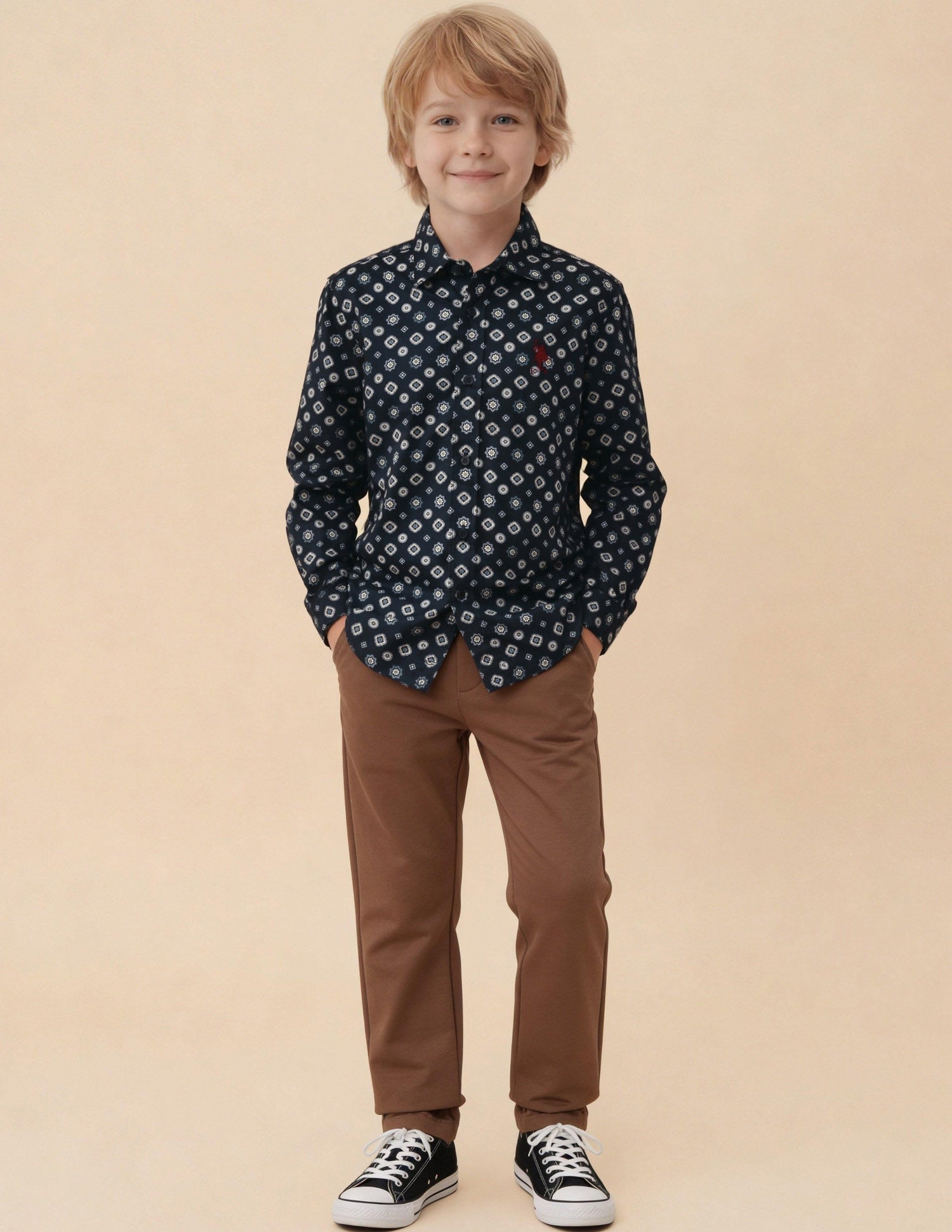 Floral geometric Twill Shirt Navy - U.S. Polo Assn. India | Large