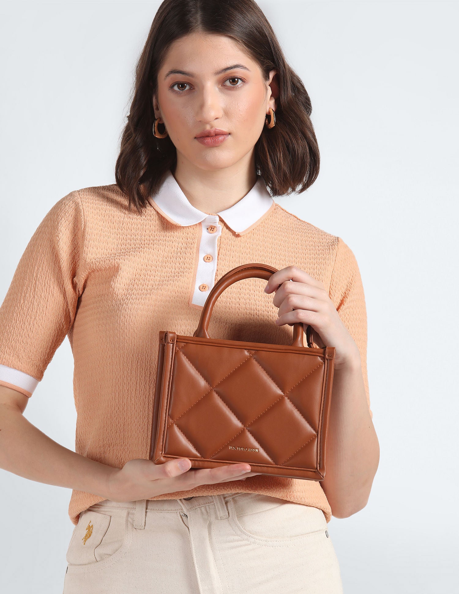 City Girl Quilted Sling Bag Tan - U.S. POLO ASSN. | Large