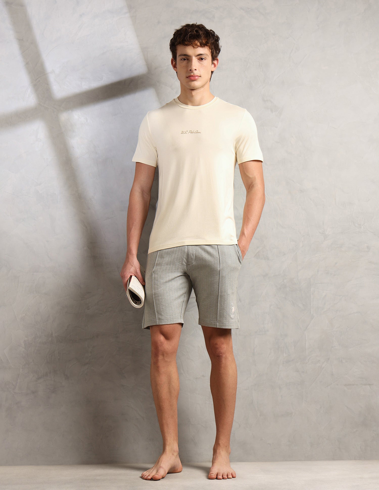 Round Neck Comfort Fit PE007-PL Lounge T-Shirt - Pack Of 1 Vanilla Ice - U.S. Polo Assn. India | Large