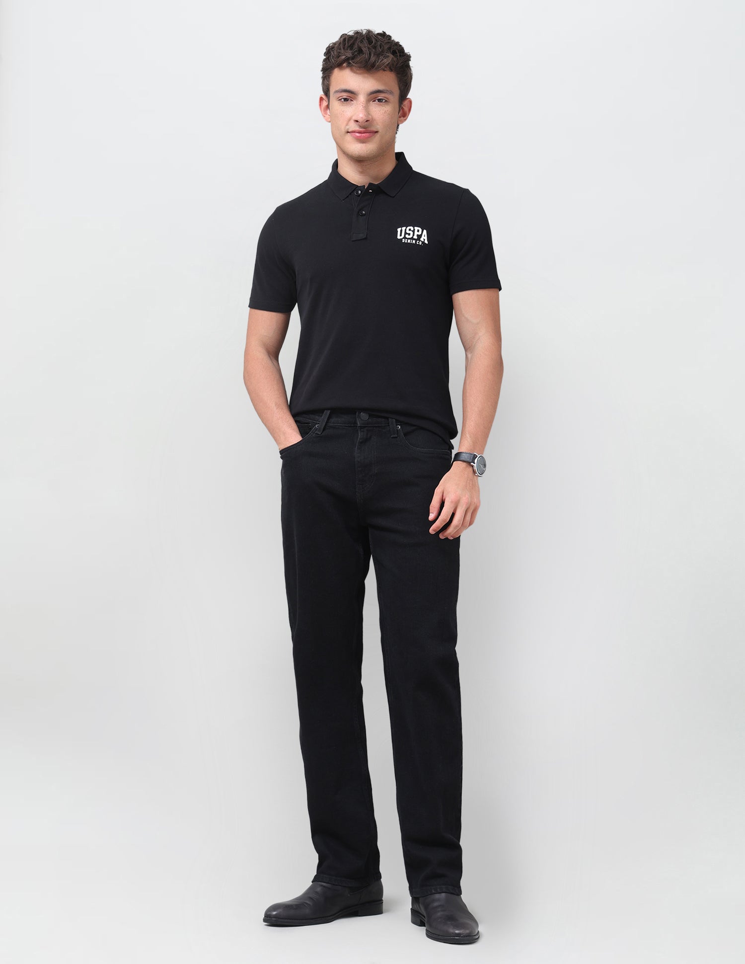 Solid Slim Fit Polo Shirt Black - U.S. Polo Assn. India | Large