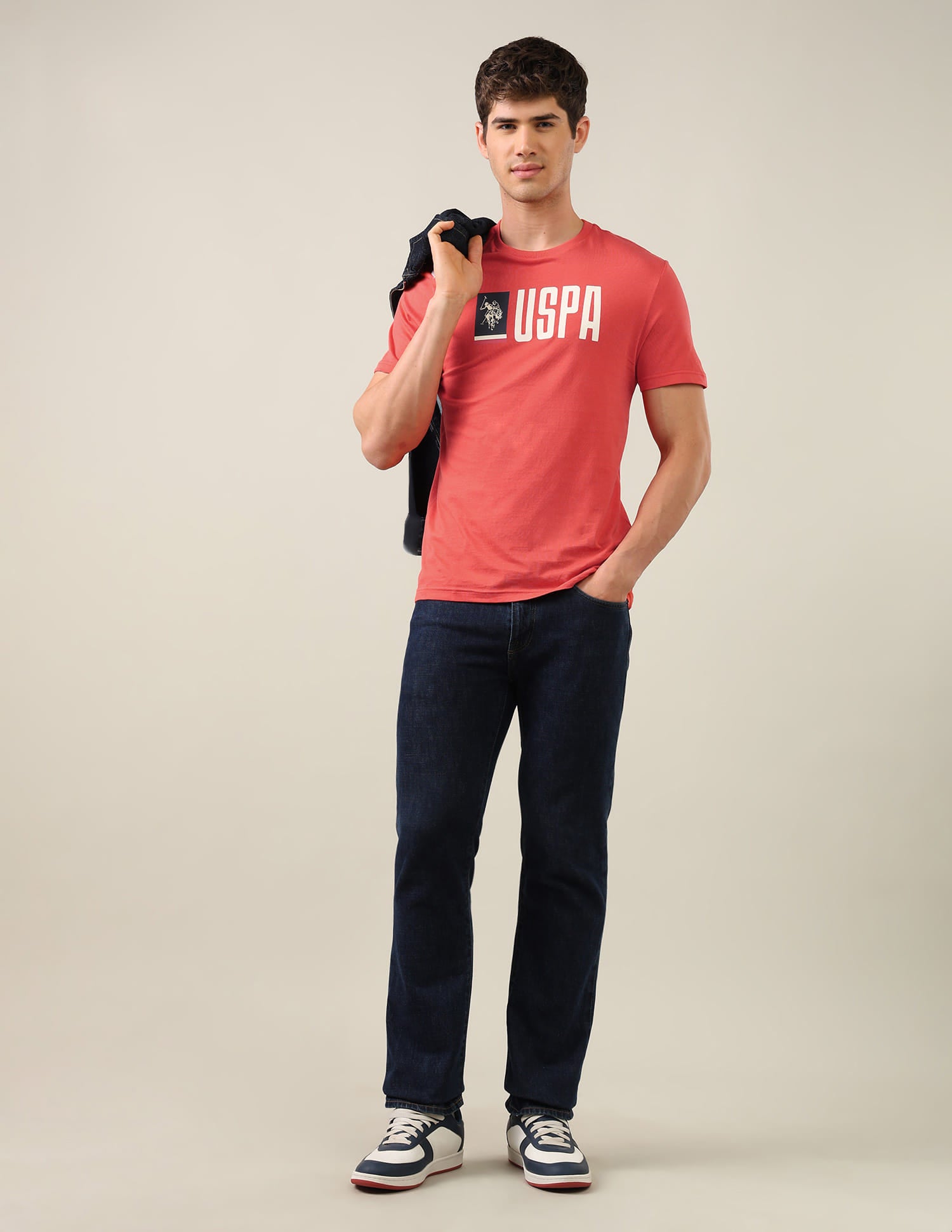 Brand Printed Regular Fit T-Shirt Red - U.S. Polo Assn. India | Large