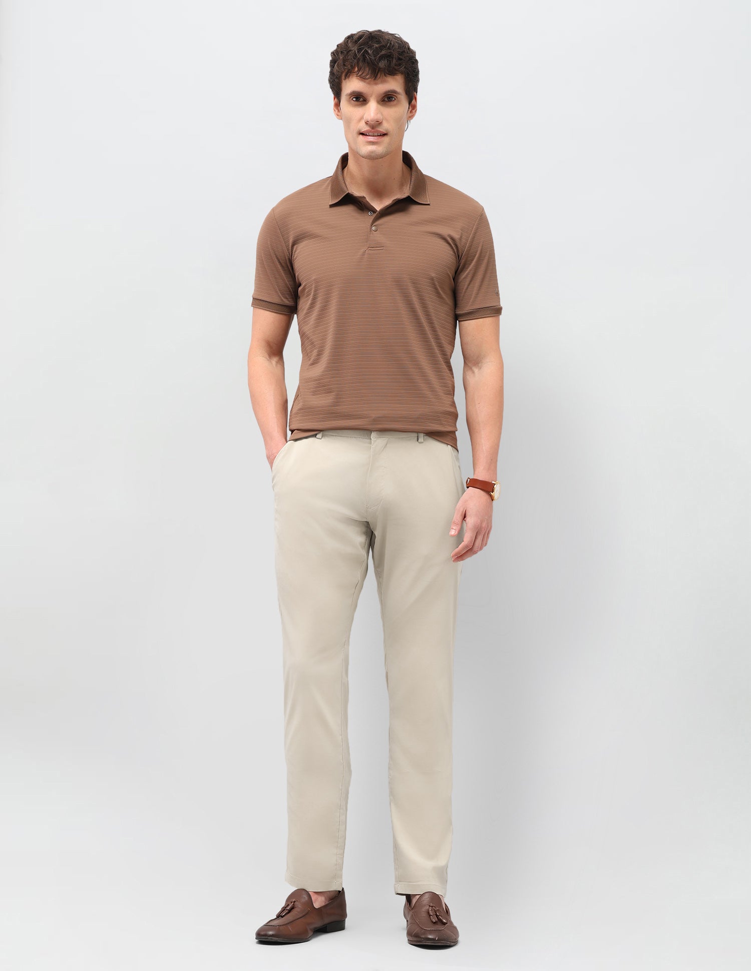 Satin Denver Slim Fit Trousers Beige - U.S. Polo Assn. India | Large