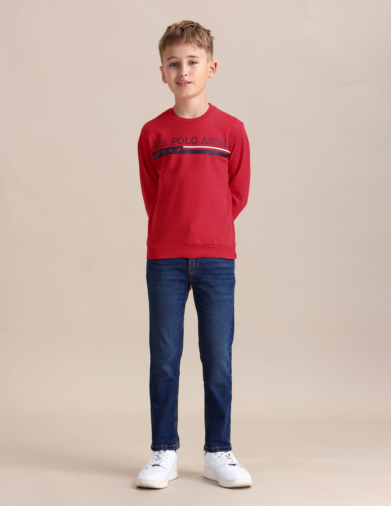 Brand Printed Regular Fit Sweatshirt Medium Red - U.S. Polo Assn. India | Large
