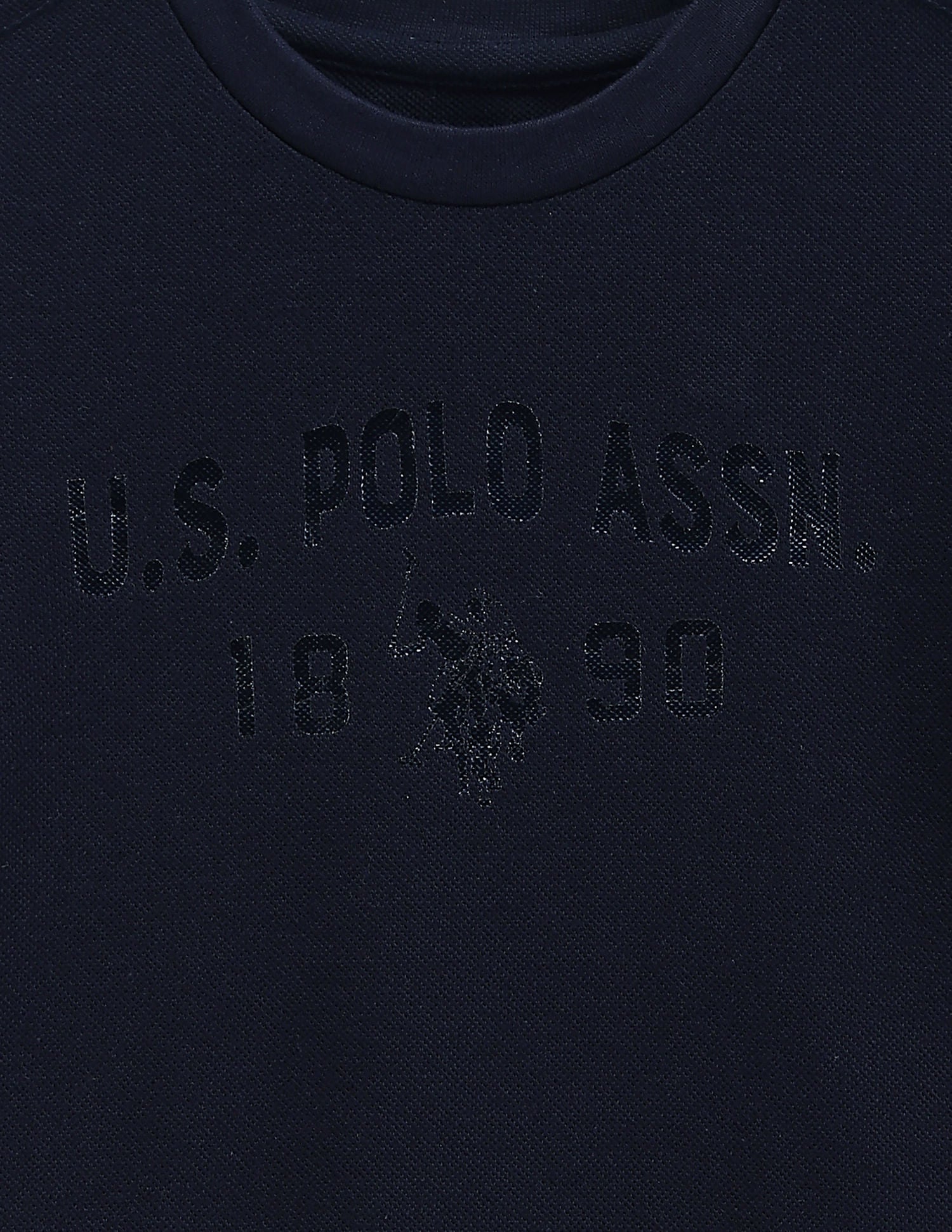 Brand Print Cotton T-Shirt Navy - U.S. Polo Assn. India | Large