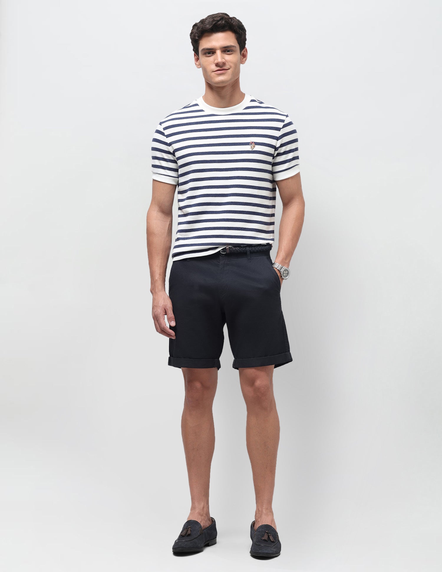 Horizontal Striped Slim Fit T-Shirt Navy - U.S. Polo Assn. India | Large