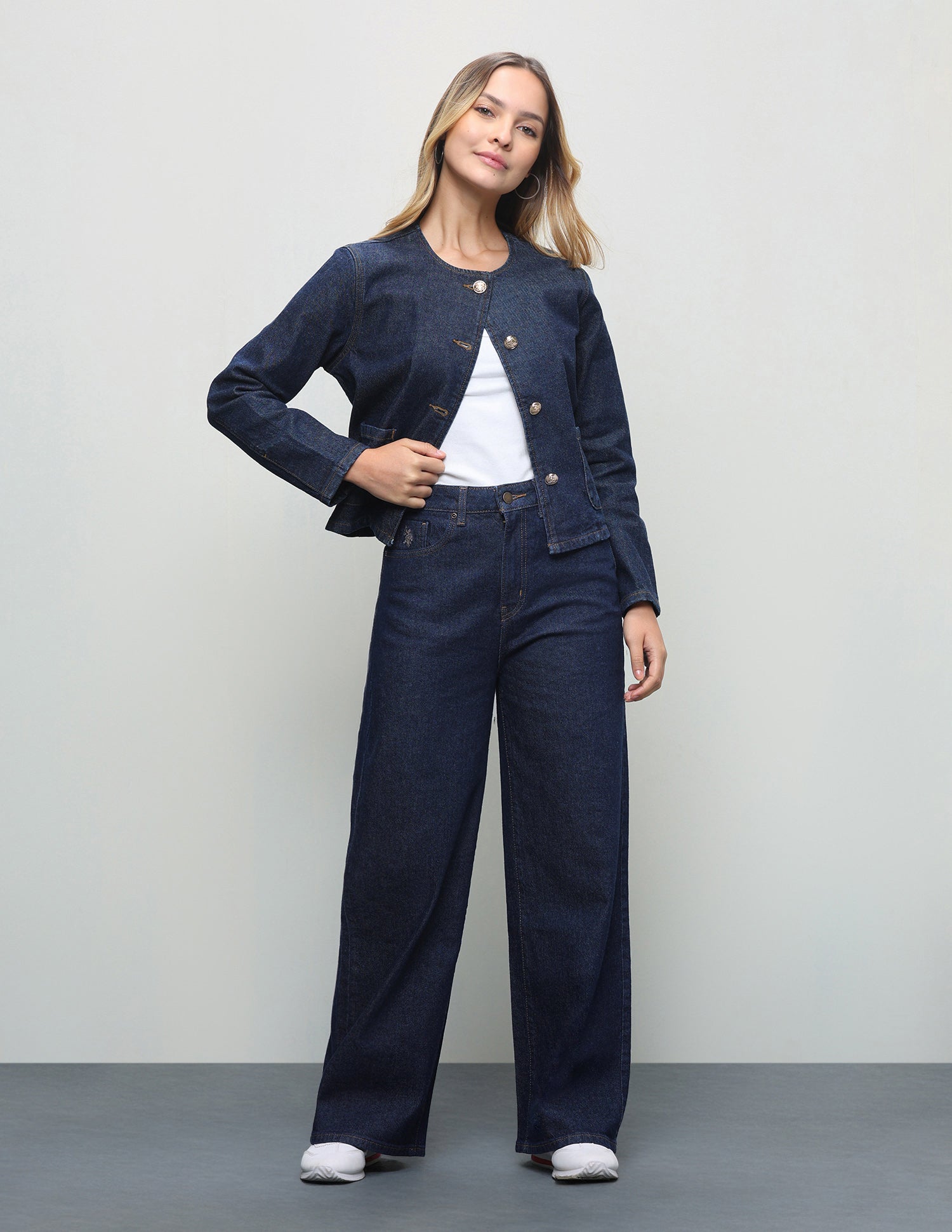 Rinsed Wide Leg Fit Jeans Dark Blue - U.S. Polo Assn. India | Large