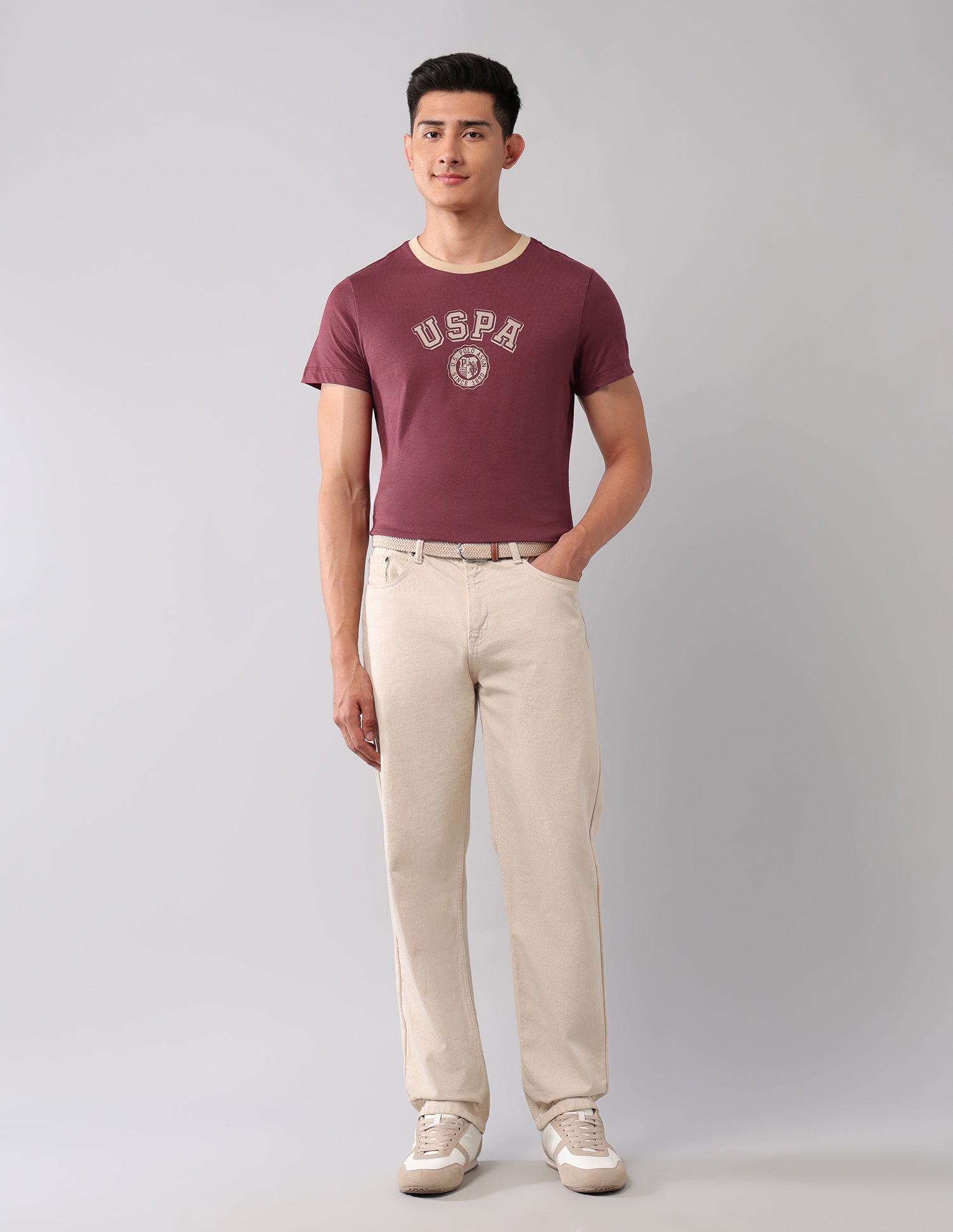 Muscle Fit Brand Printed T-Shirt Maroon - U.S. Polo Assn. India | Large