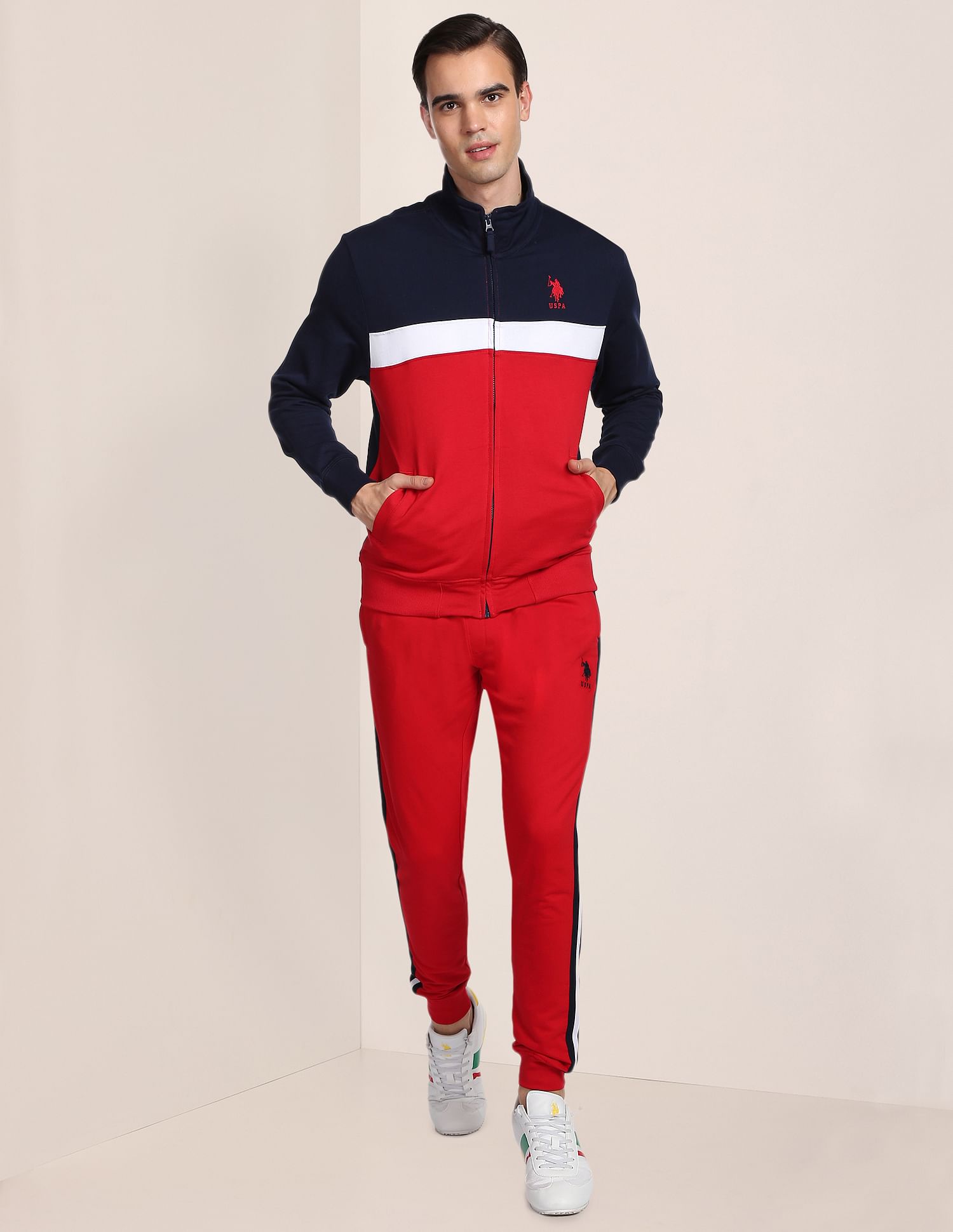 Colour Block Cotton Sweatshirt Navy - U.S. POLO ASSN. | Large