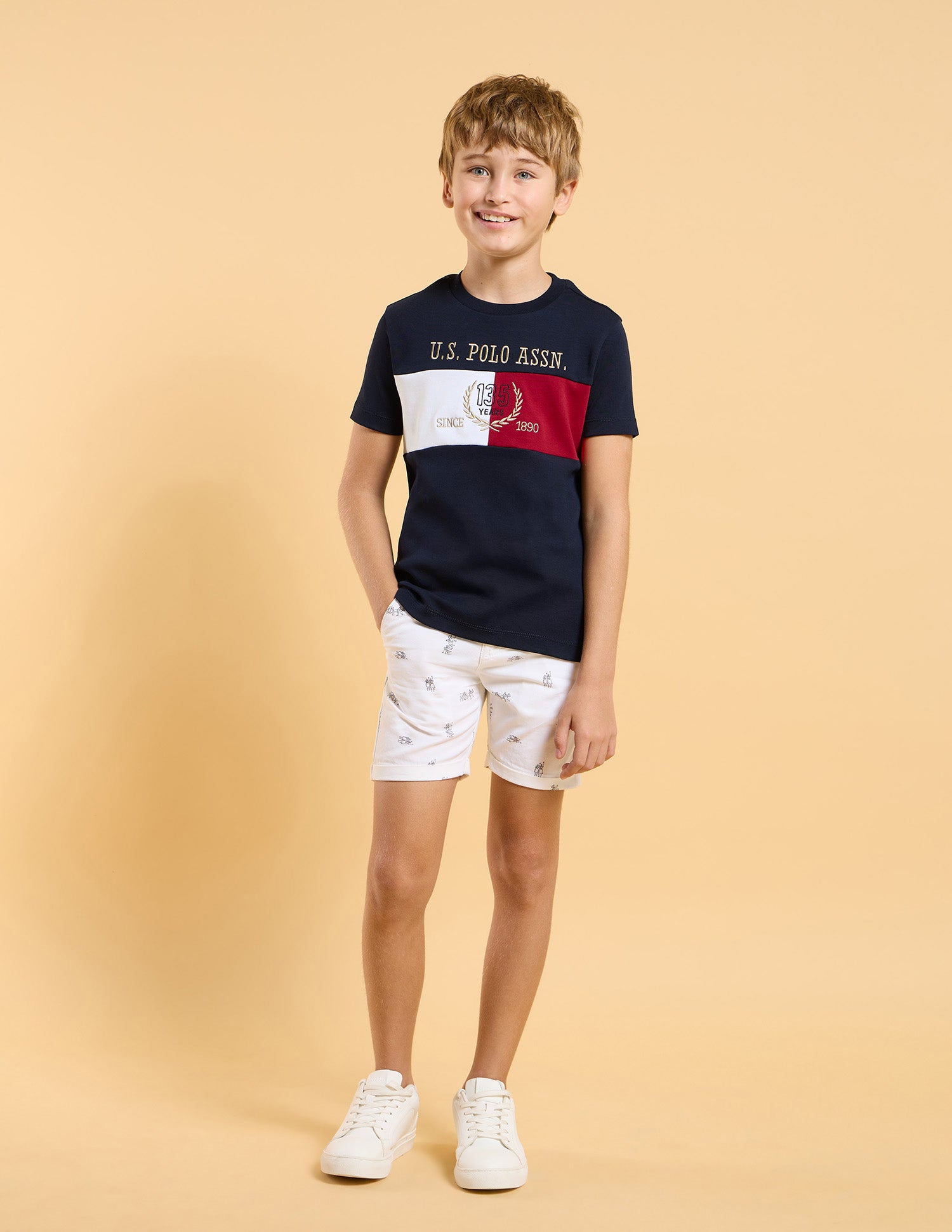 Boys Colourblocked Regular Fit T-Shirt Navy - U.S. Polo Assn. India | Large