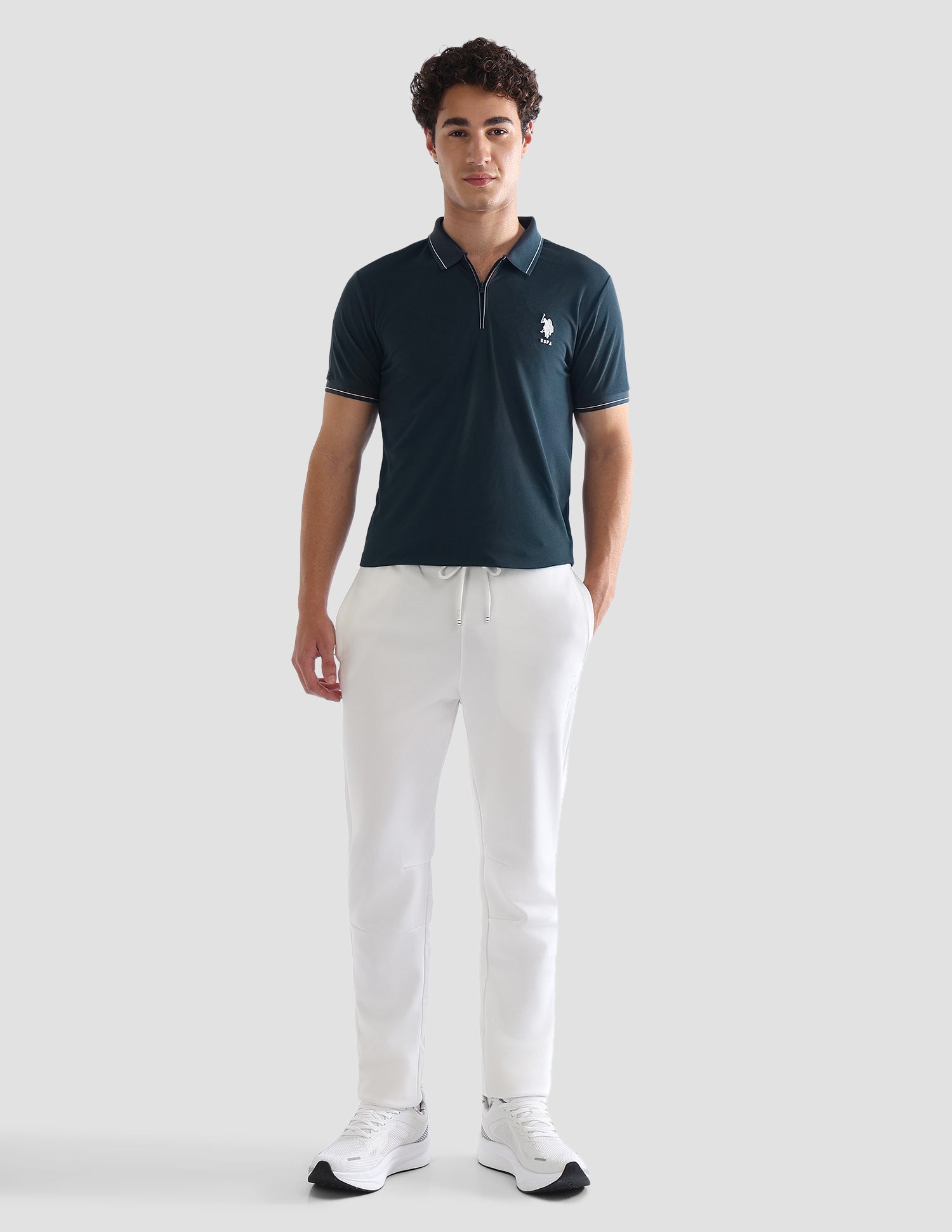 Solid Slim Fit Active Polo Shirt Teal - U.S. Polo Assn. India | Large