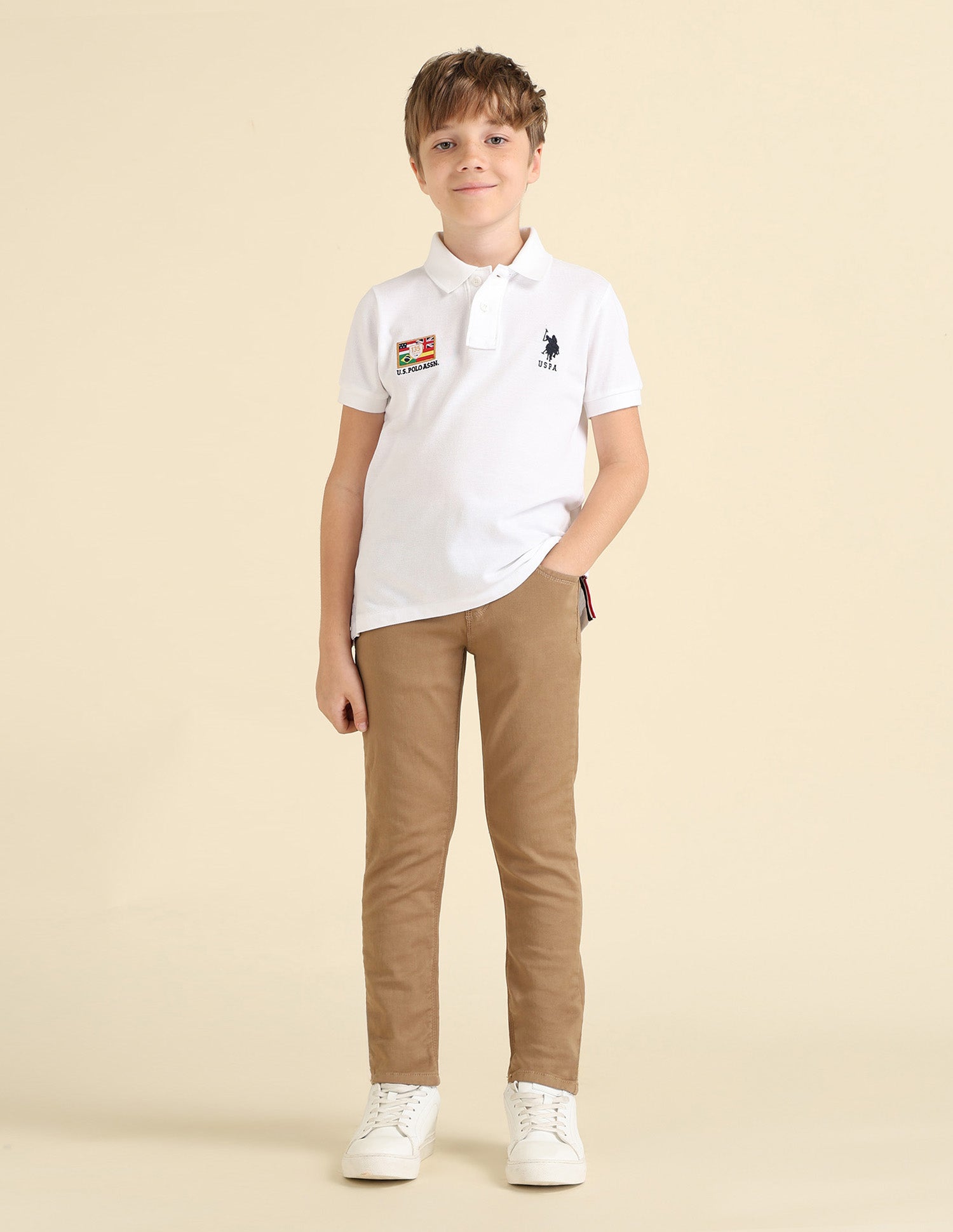 Boys Brand Appliqued Regular Fit Polo Shirt White - U.S. POLO ASSN. | Large