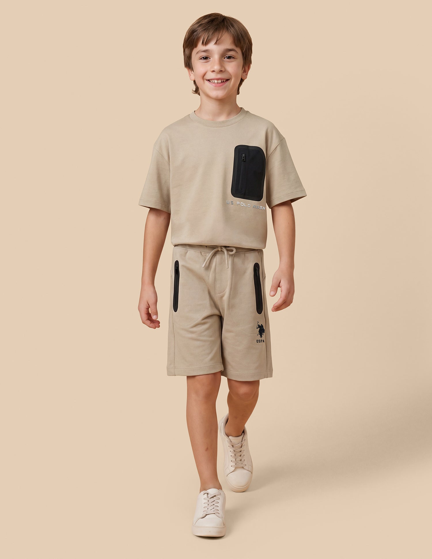 Mid Rise Regular Fit Shorts Beige - U.S. Polo Assn. India | Large