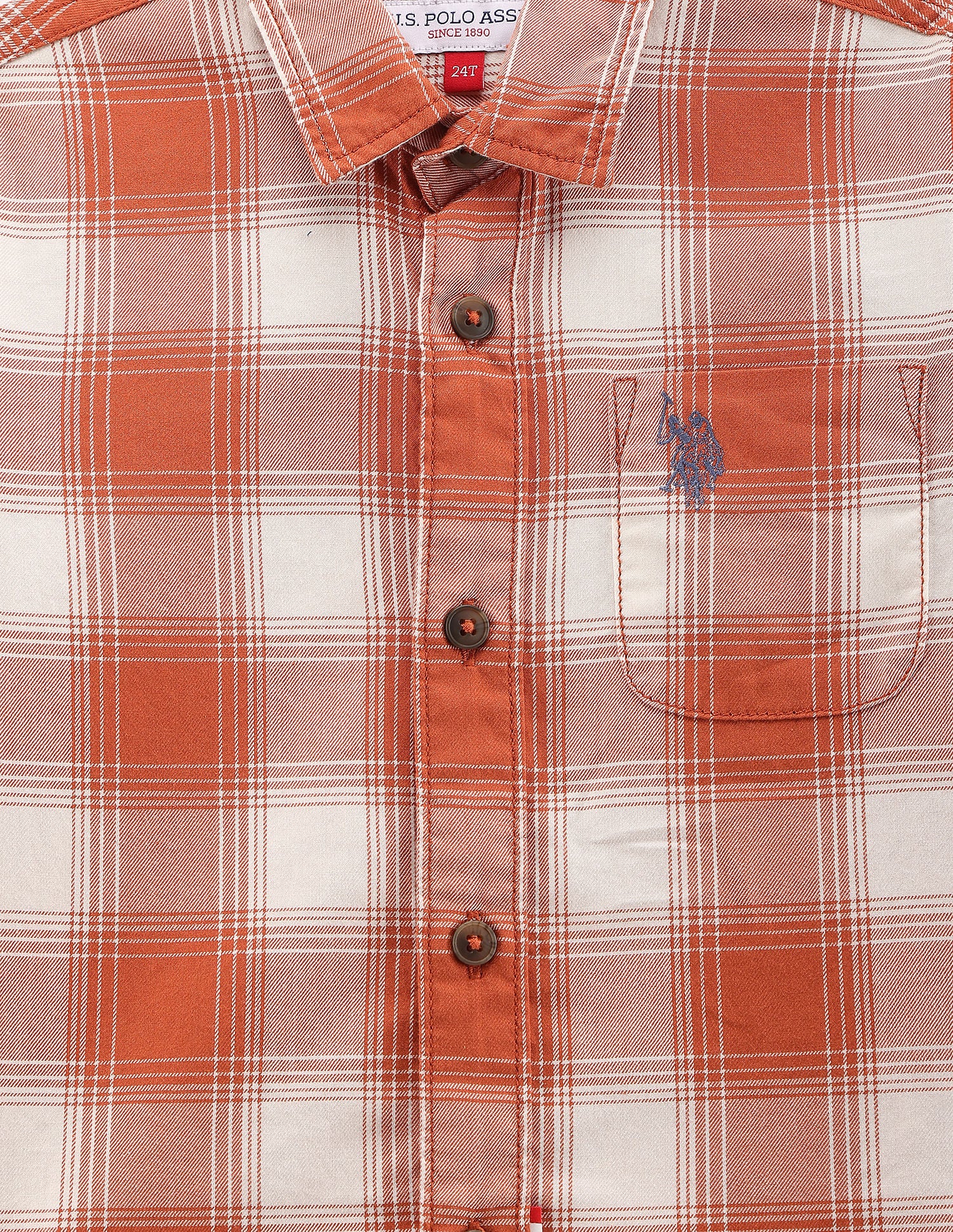 Boys Twill Cotton Shirt Orange - U.S. POLO ASSN. | Large