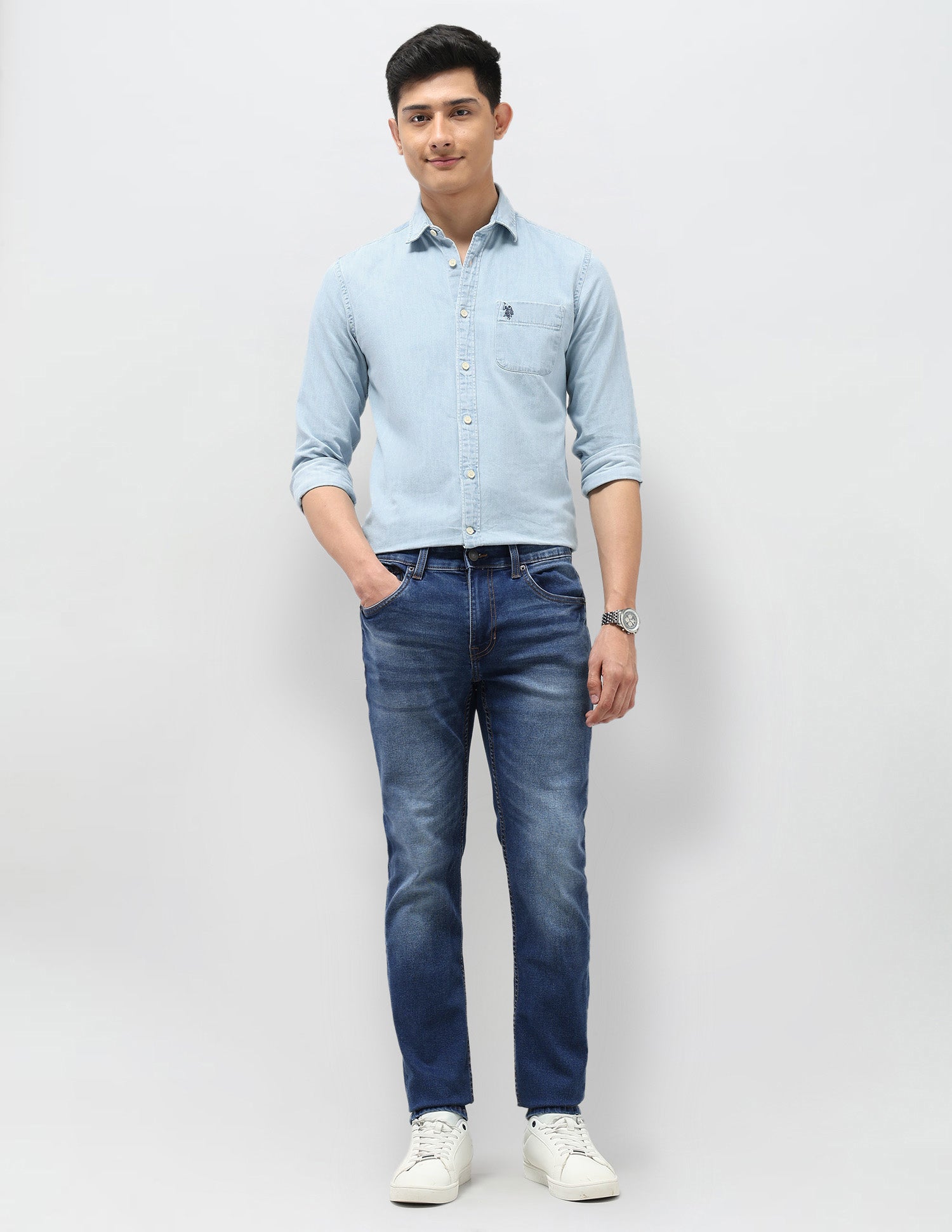 Brandon Slim Tapered Fit Blue Jeans Indigo - U.S. POLO ASSN. | Large