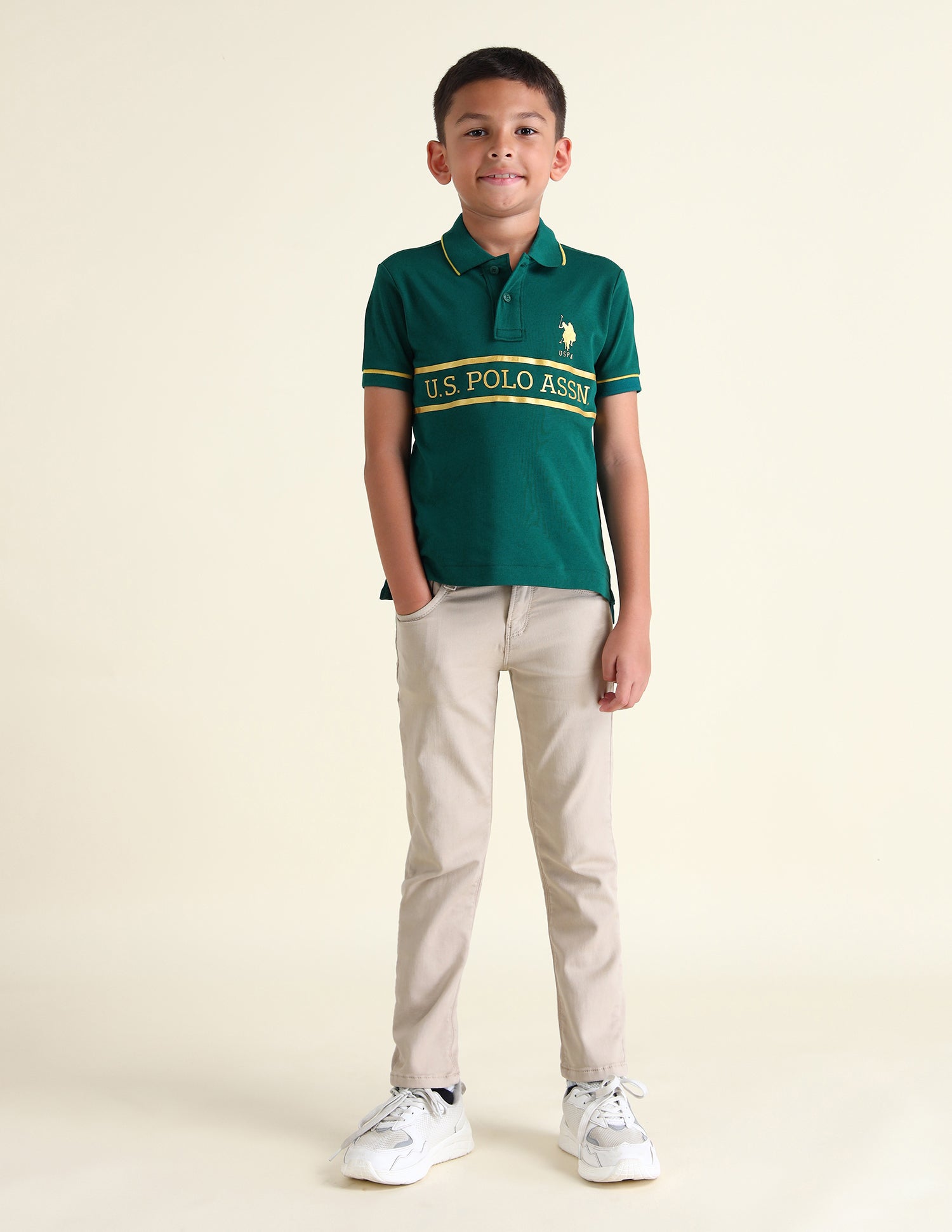 Boys Brand Printed Regular Fit Polo Shirts Botanical Garden - U.S. Polo Assn. India | Large