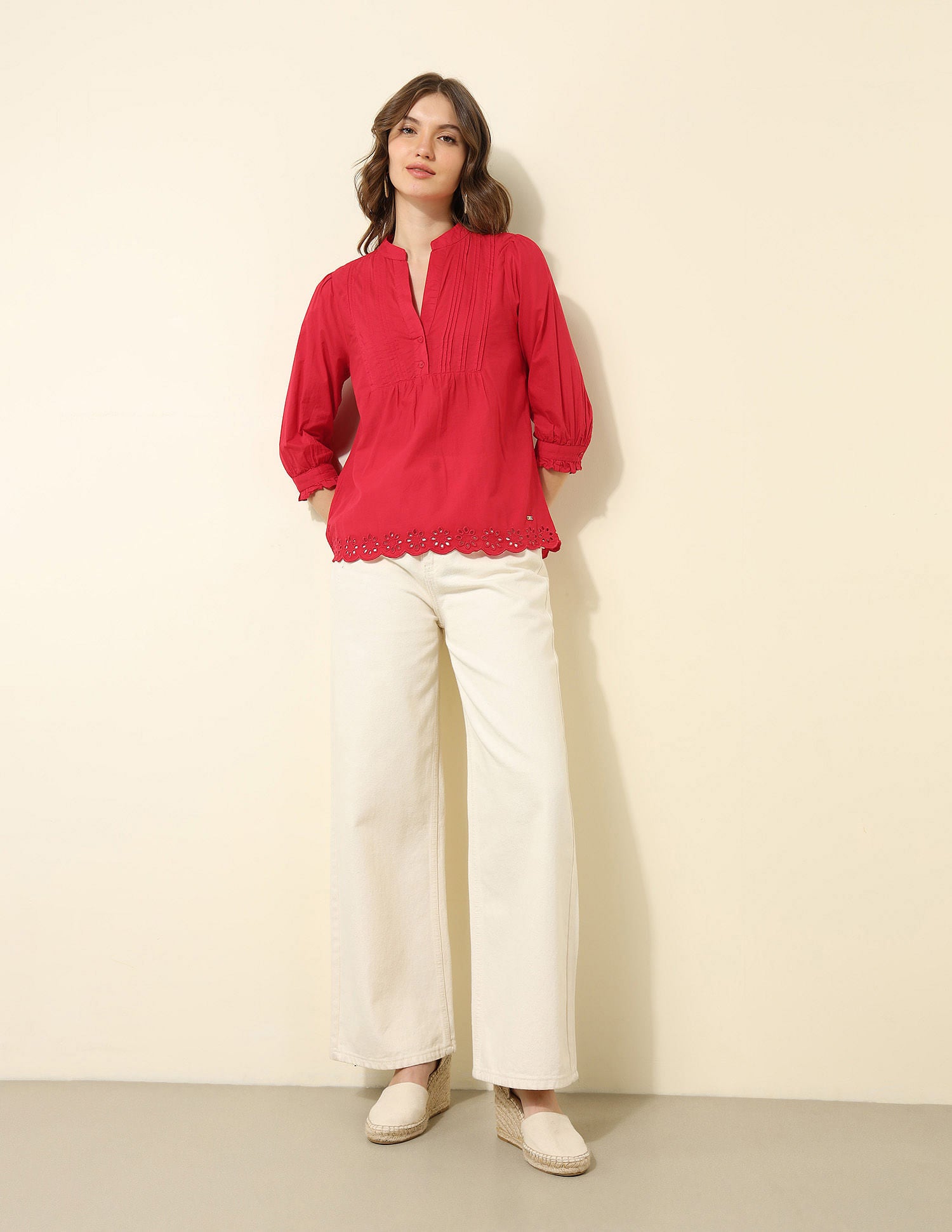 Pintucked Shifflli Top Red - U.S. POLO ASSN. | Large