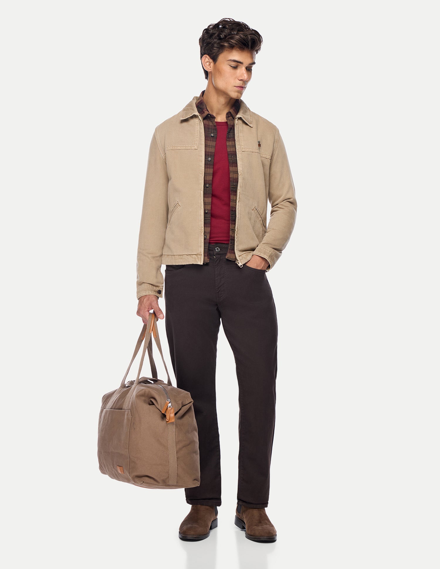 Solid Regular Fit Trucker Jacket Khaki - U.S. Polo Assn. India | Large