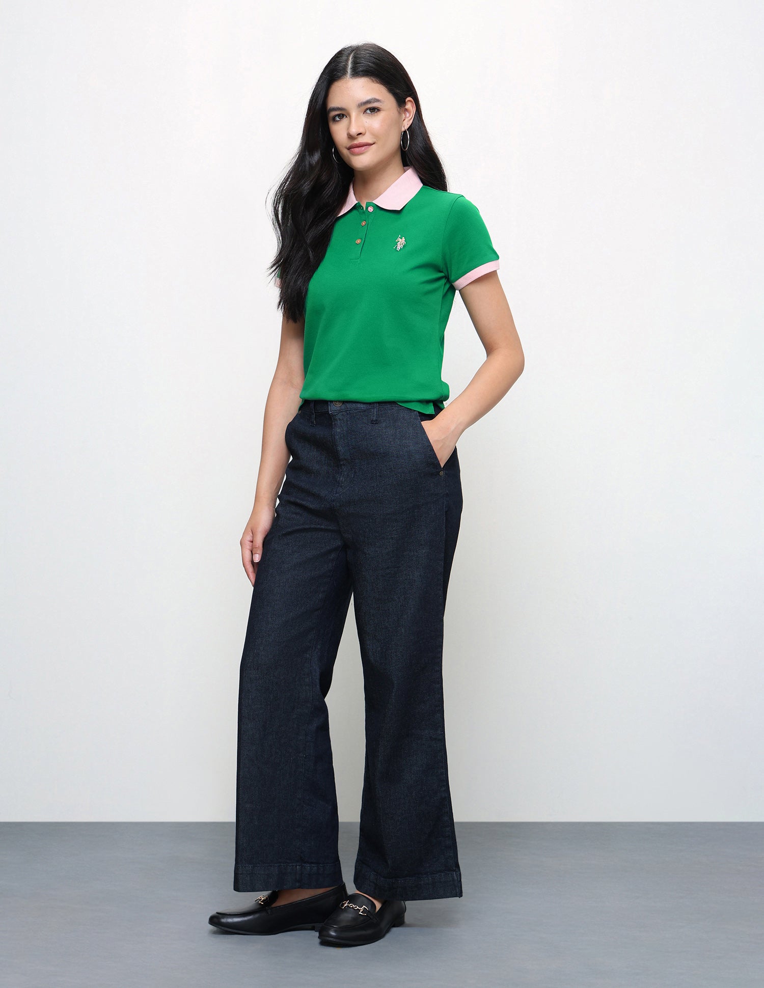 Solid Regular Fit Polo Shirt Green - U.S. Polo Assn. India | Large