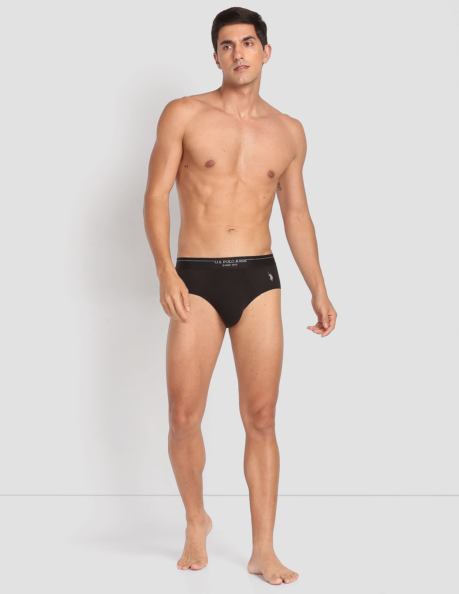 Modal Cotton Stretch Antibacterial PB003 Premium Briefs - Pack Of 1 Black - U.S. POLO ASSN. | Large