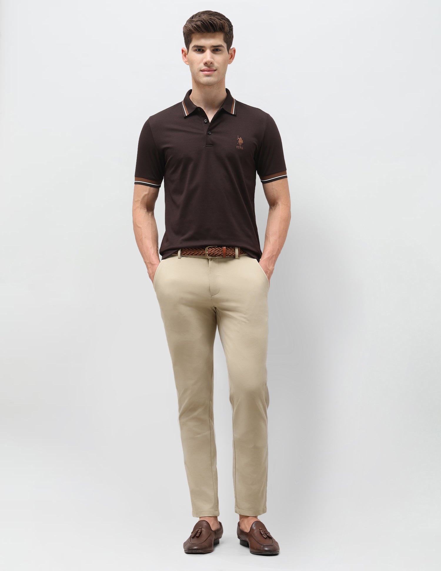 Knitted Austin Slim Fit Trousers Khaki - U.S. Polo Assn. India | Large