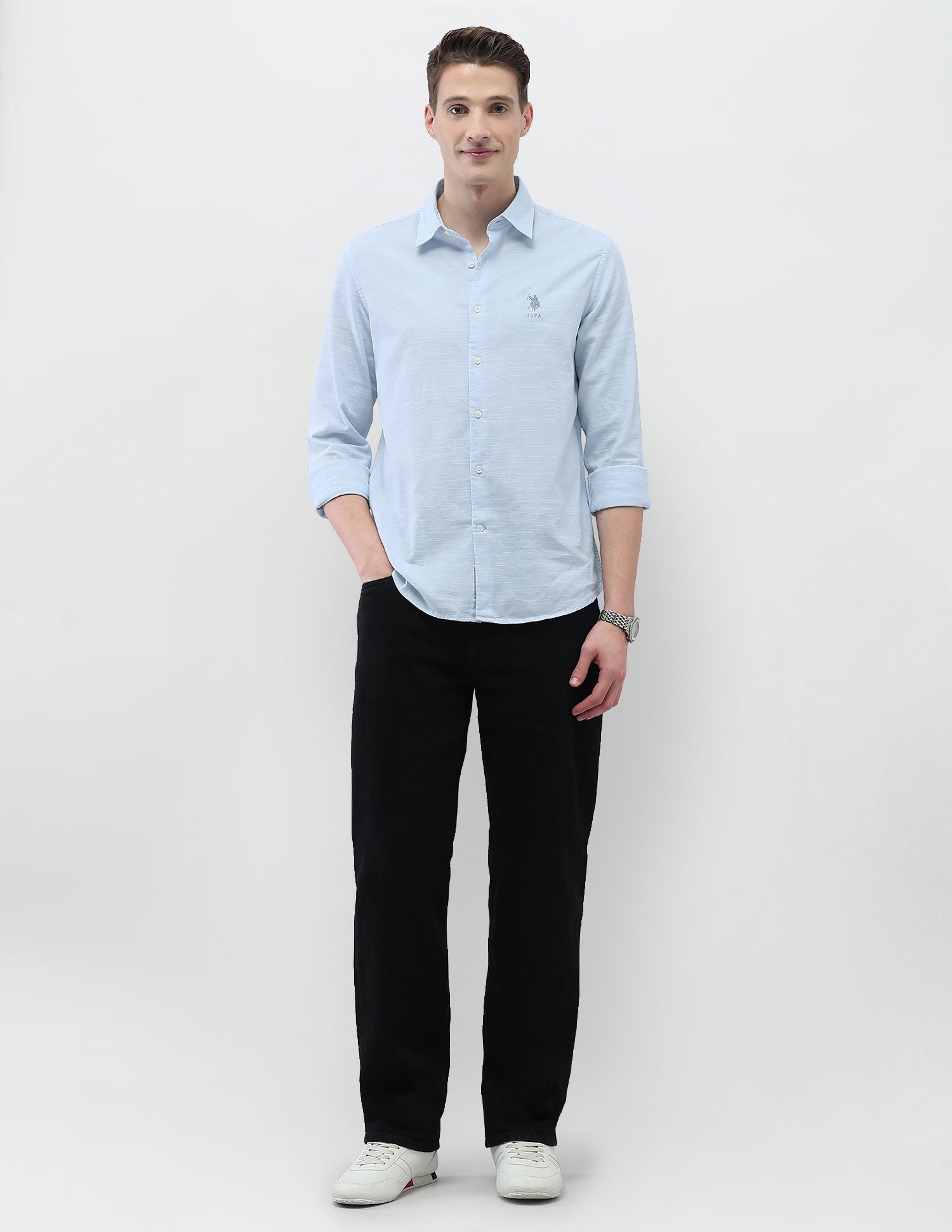 Motel On The Coast Regular Fit Shirt Light Blue - U.S. Polo Assn. India | Large