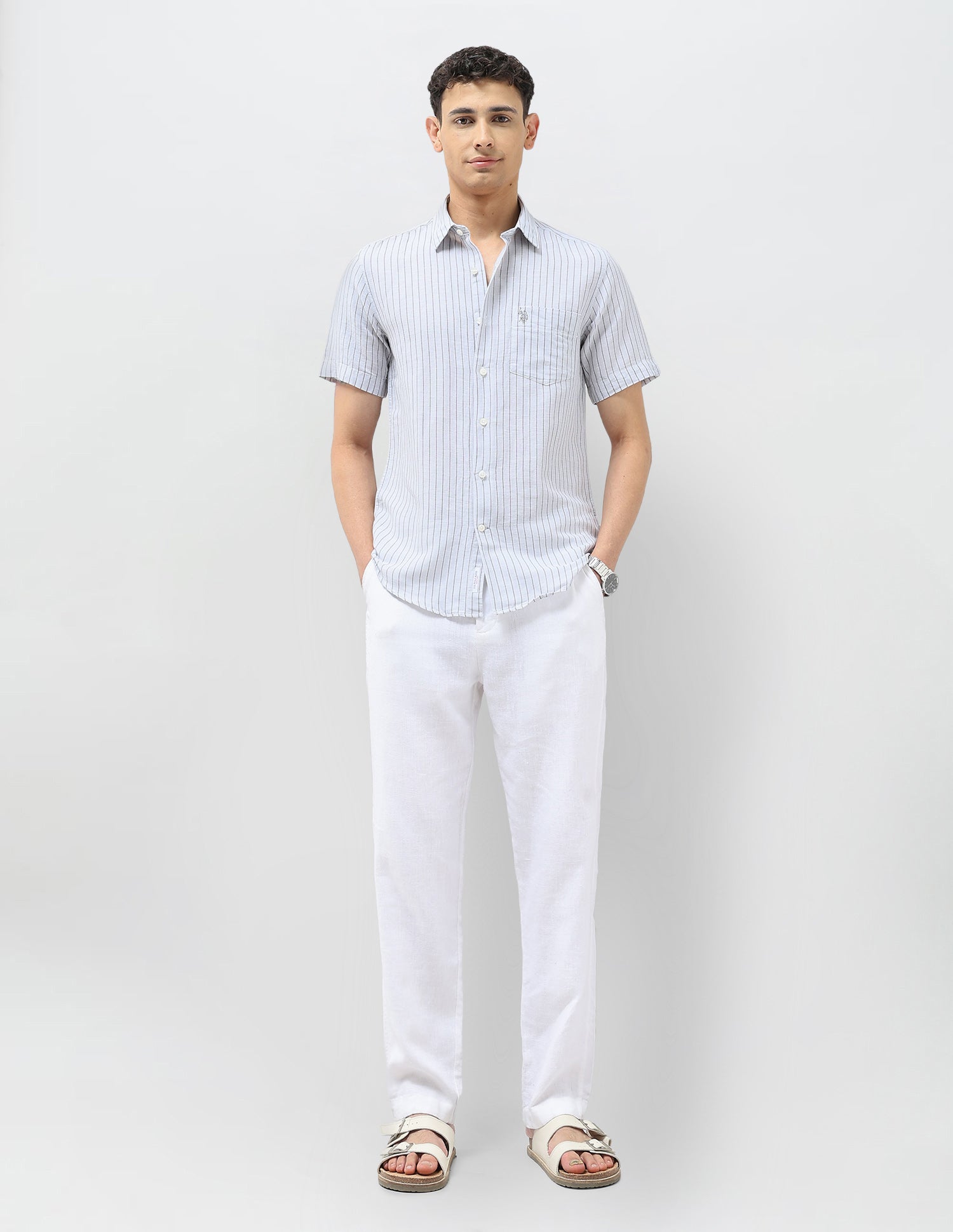 Vertical Striped Tailored Fit Shirt Grey - U.S. POLO ASSN. | Large