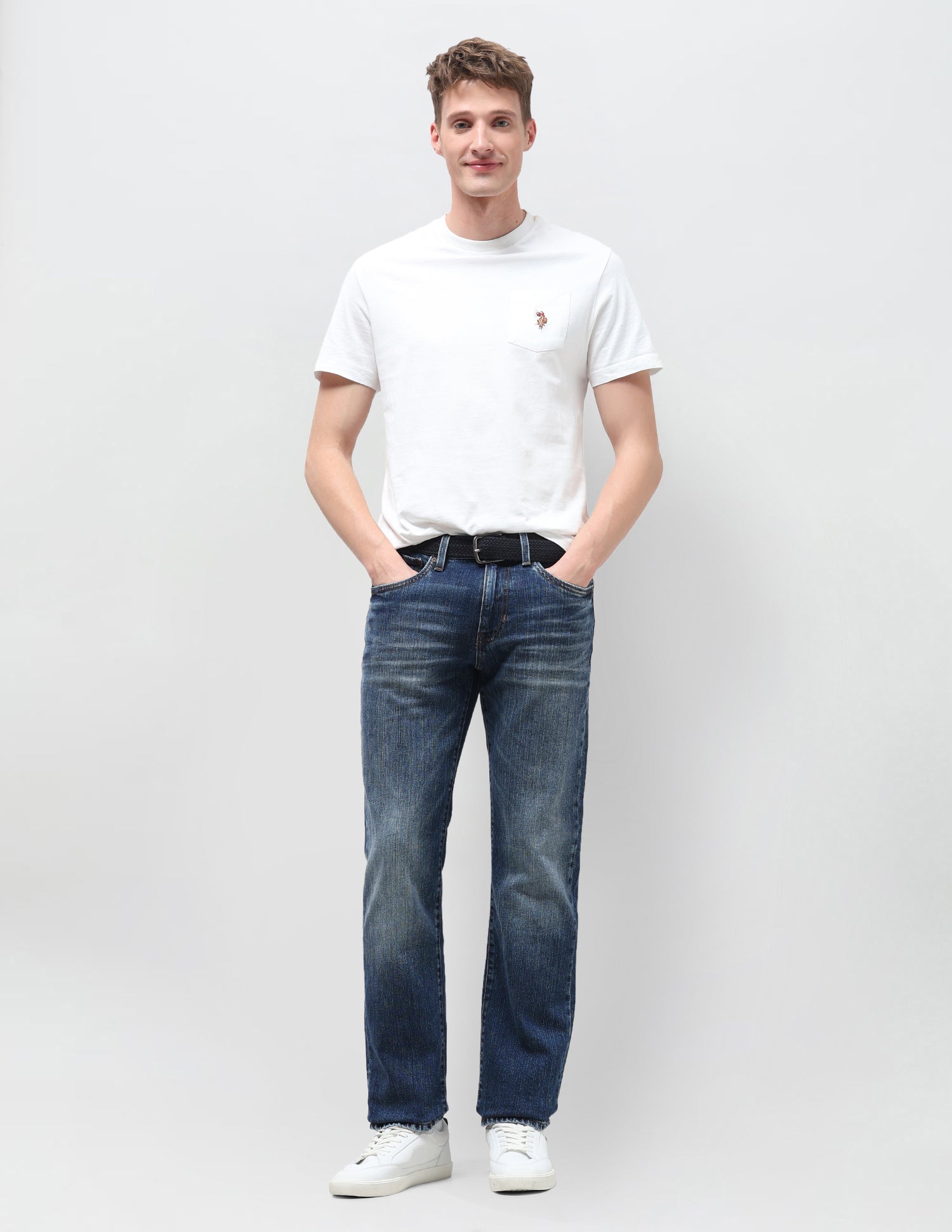 Harold Slim Straight Fit Blue Jeans Tinted Blue - U.S. Polo Assn. India | Large