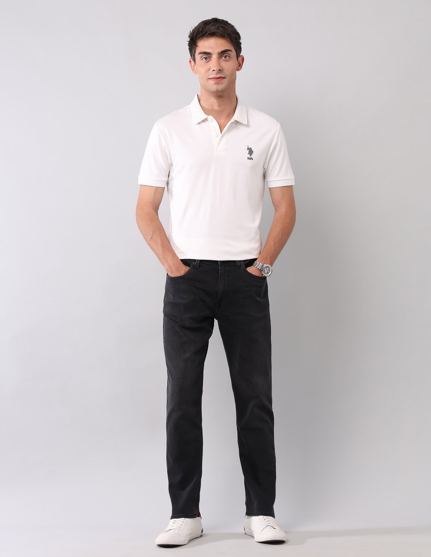 Cole Comfort Cropped Fit Black Jeans Black - U.S. POLO ASSN. | Large