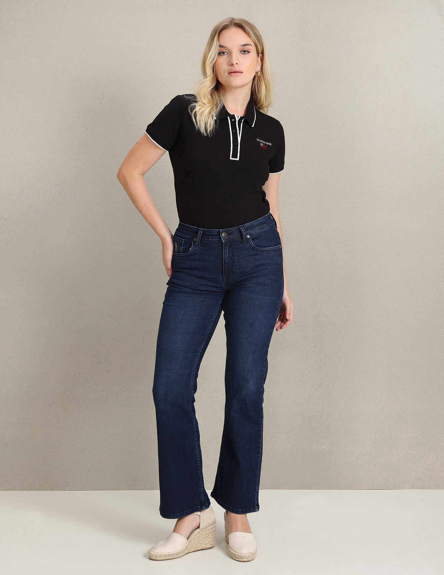 Tipped Collar Solid Polo Shirt Black - U.S. POLO ASSN. | Large