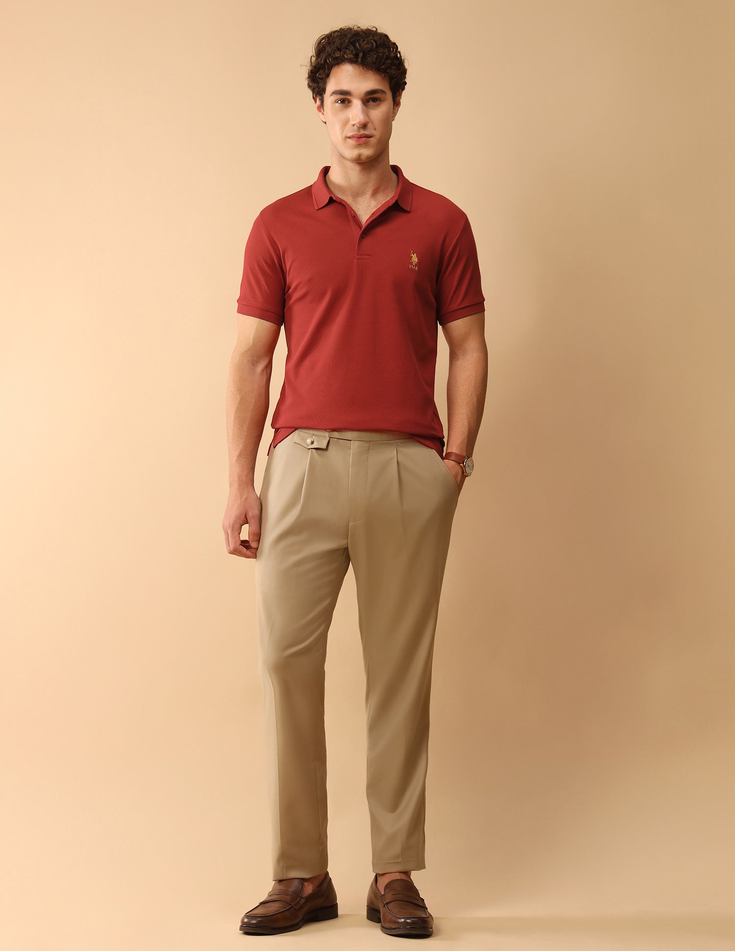 Pacho X Slim Fit Solid Polo Shirt Dark Red - U.S. Polo Assn. India | Large