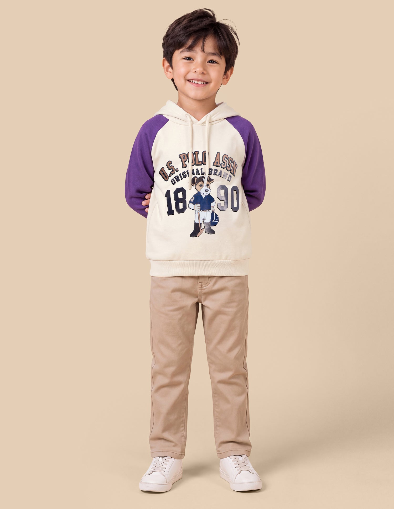 Graphic Brand Printed Regular Fit Sweatshirt Cream - U.S. Polo Assn. India | Large